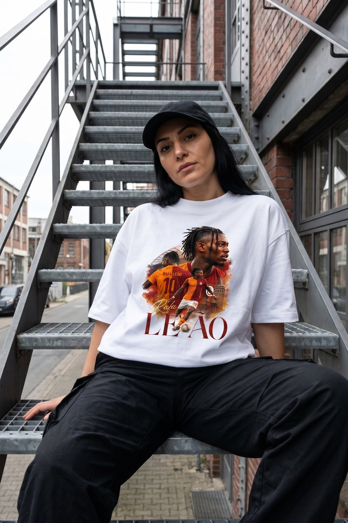 REALSTIL Rafa Leão Oversized T-Shirt White – Model Damen