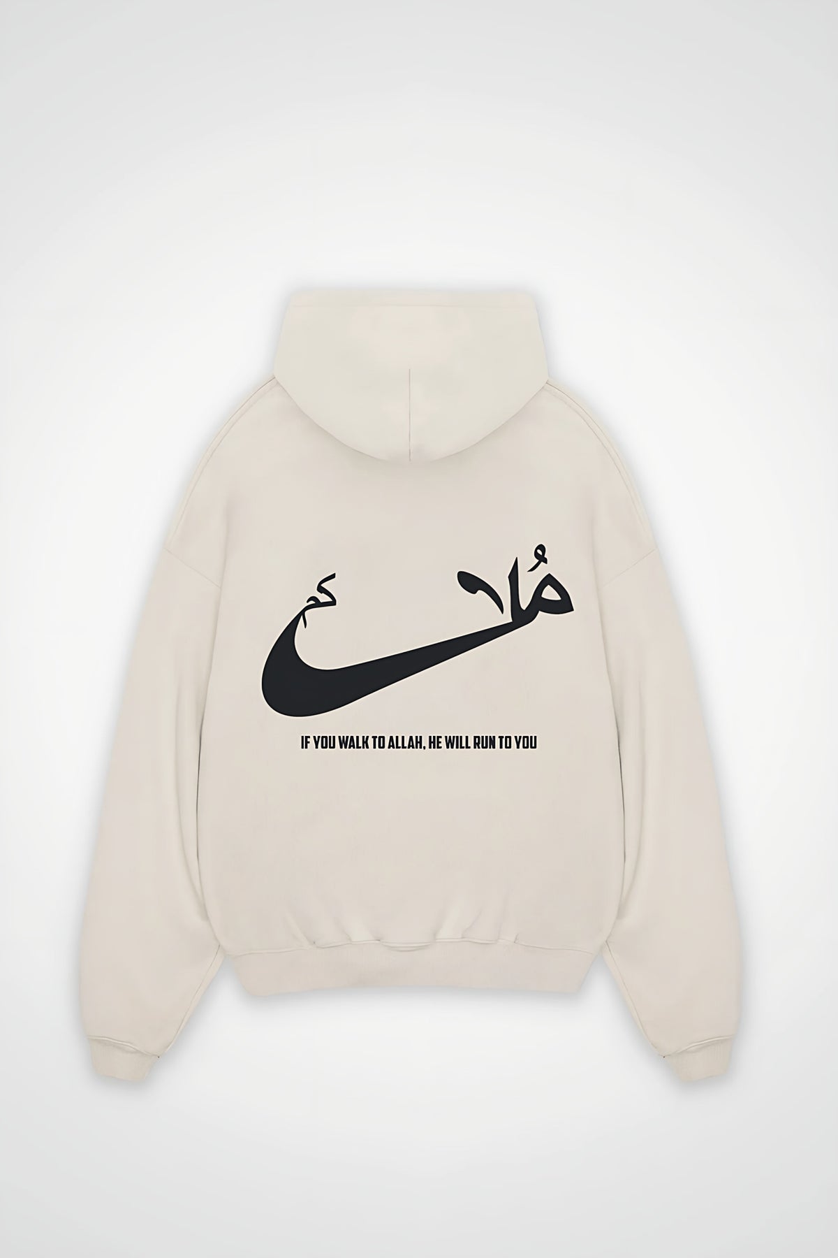 Run Oversized Hoodie in White Sand – Backprint-Design