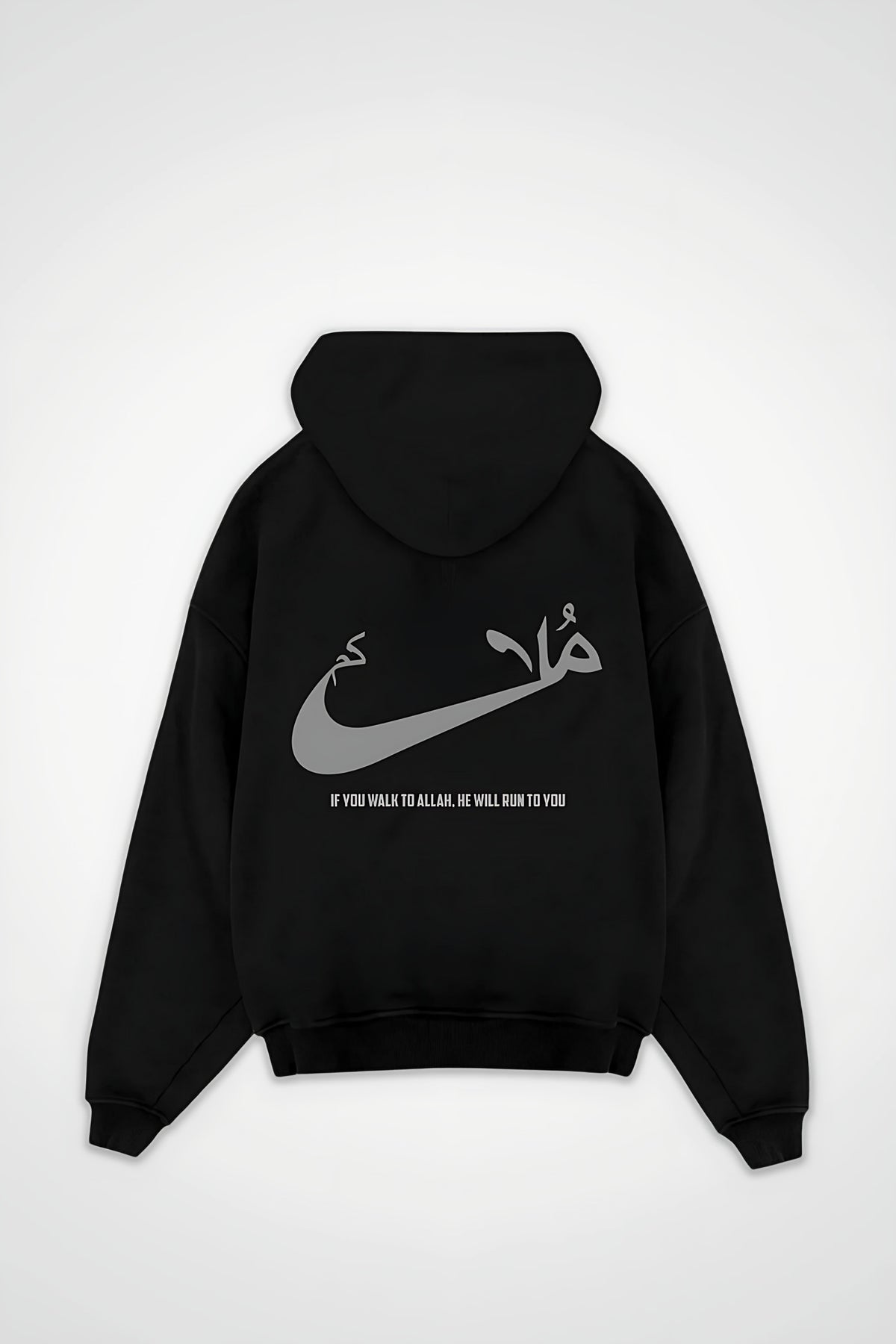 Run Oversized Hoodie in Schwarz (Black) – Backprint-Design