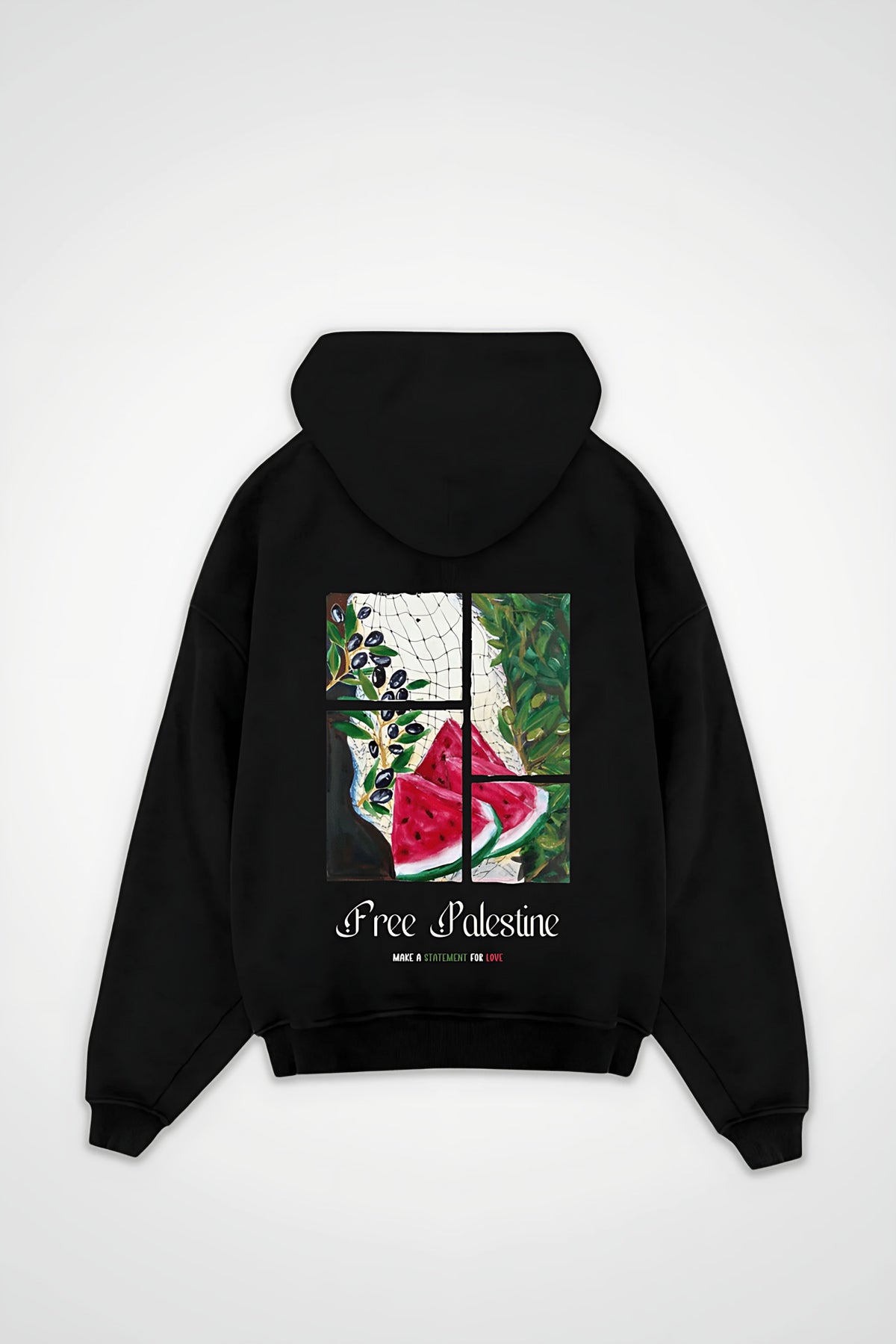 Palestine Statement Oversized Zipper Hoodie – Black – Rückendruck