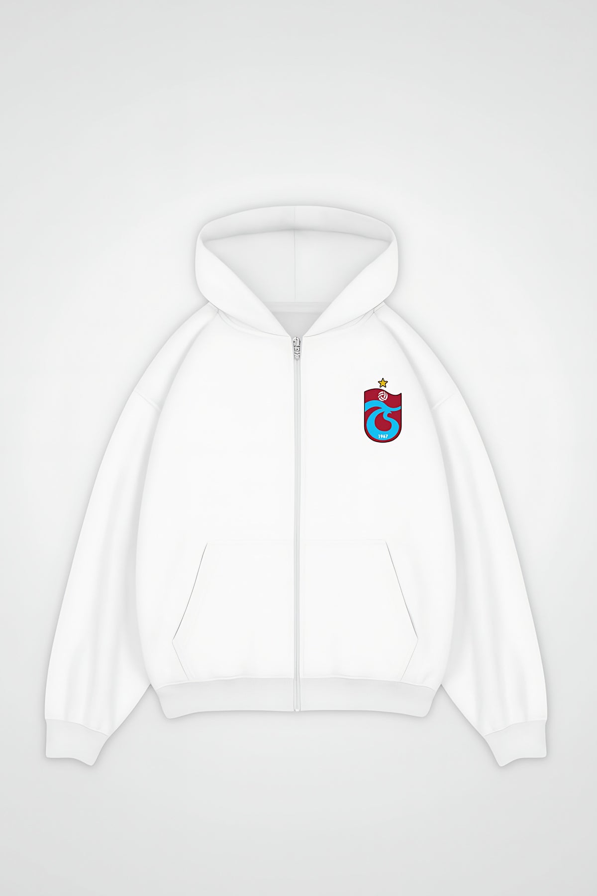 Trabzon Oversized Zipper Hoodie in Weiß (White)