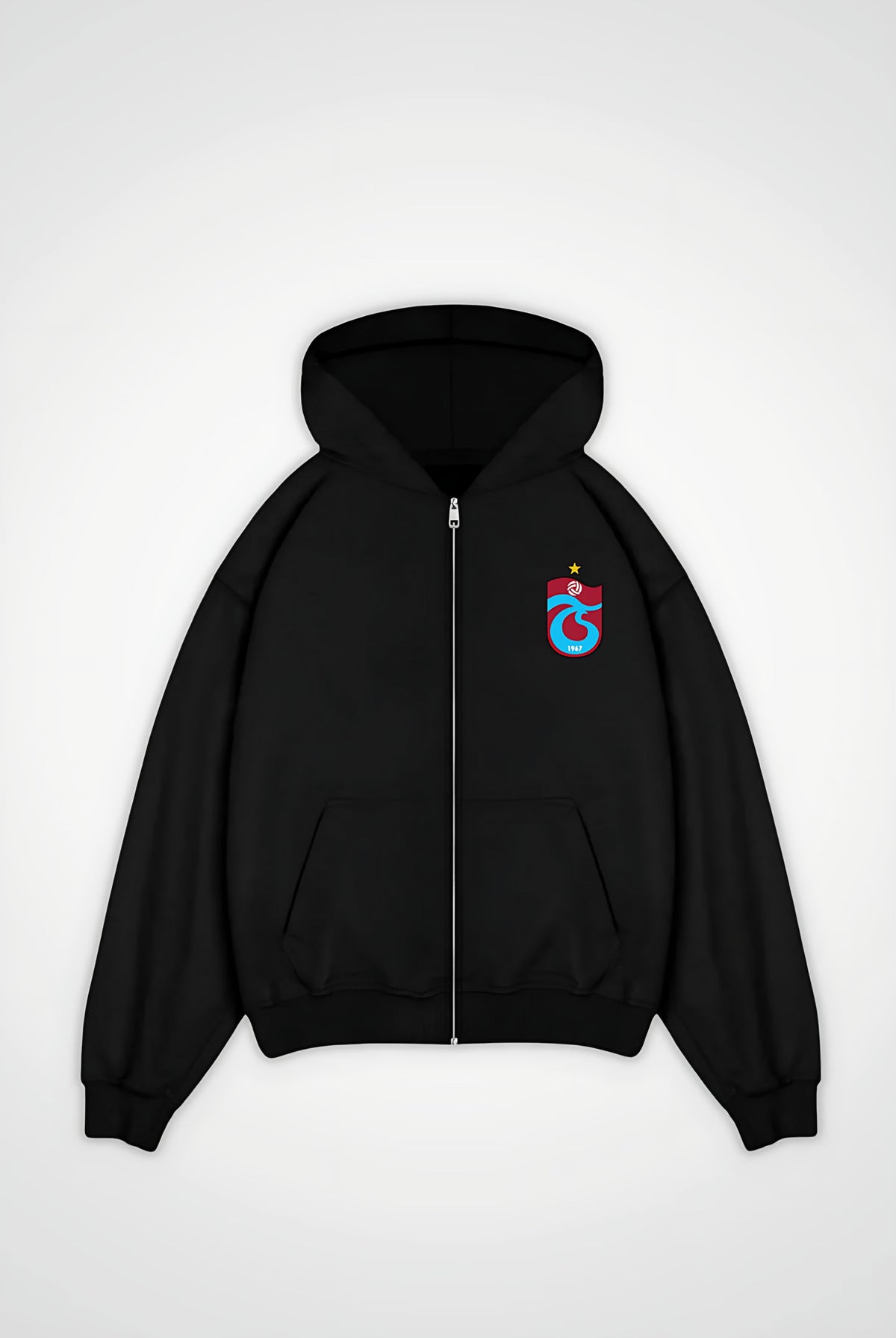Trabzon Oversized Zipper Hoodie in Schwarz (Black)