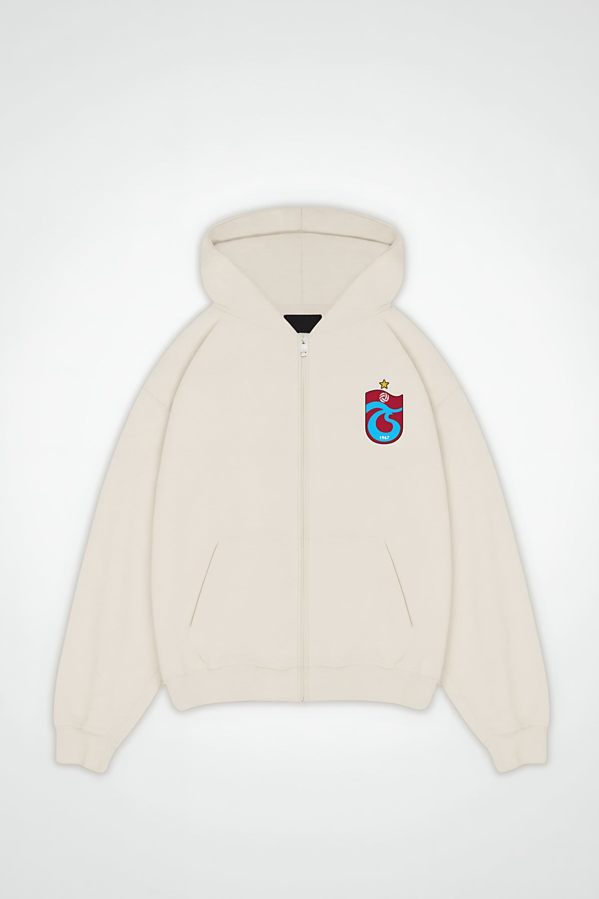 Trabzon Oversized Zipper Hoodie in White Sand