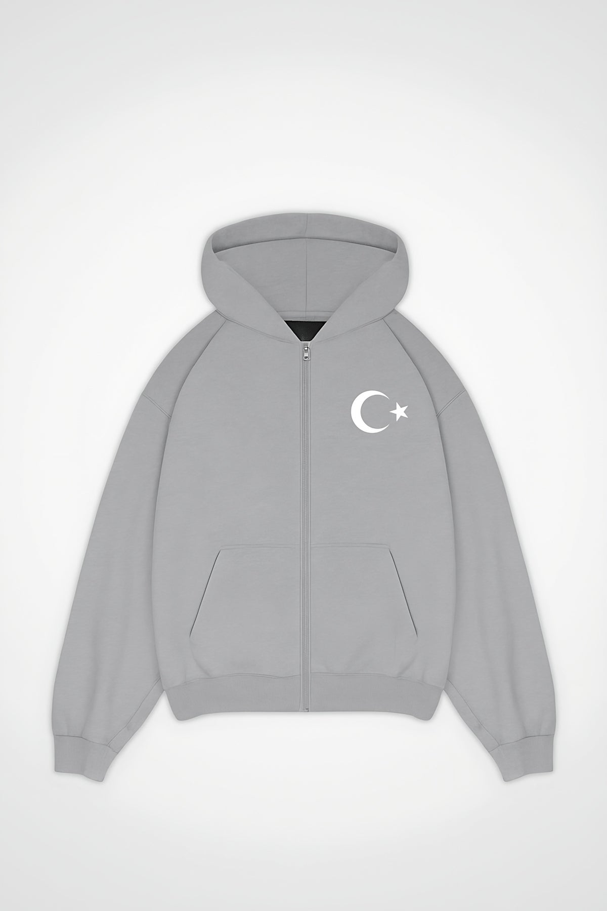Türkiye Oversized Zipper Hoodie – Ay Yıldız in Light Asphalt