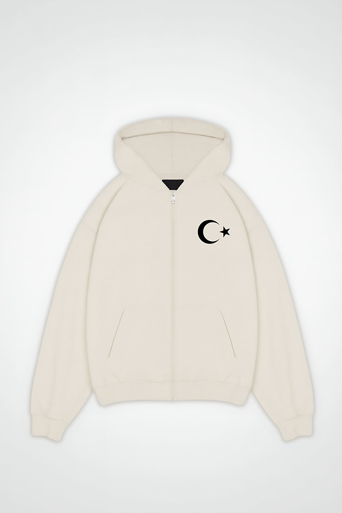 Türkiye Oversized Zipper Hoodie – Ay Yıldız in White Sand