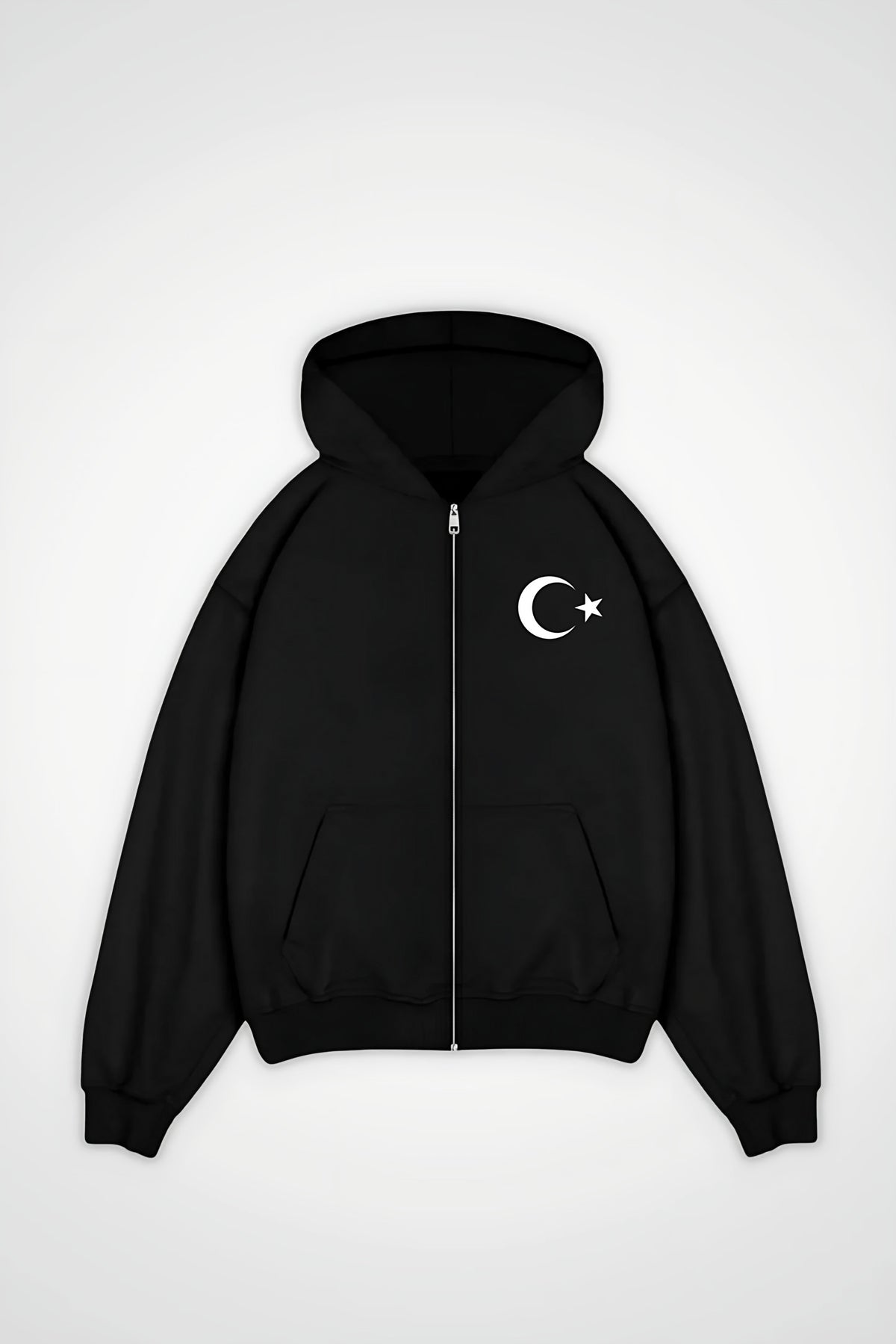 Türkiye Oversized Zipper Hoodie – Ay Yıldız in Schwarz (Black)
