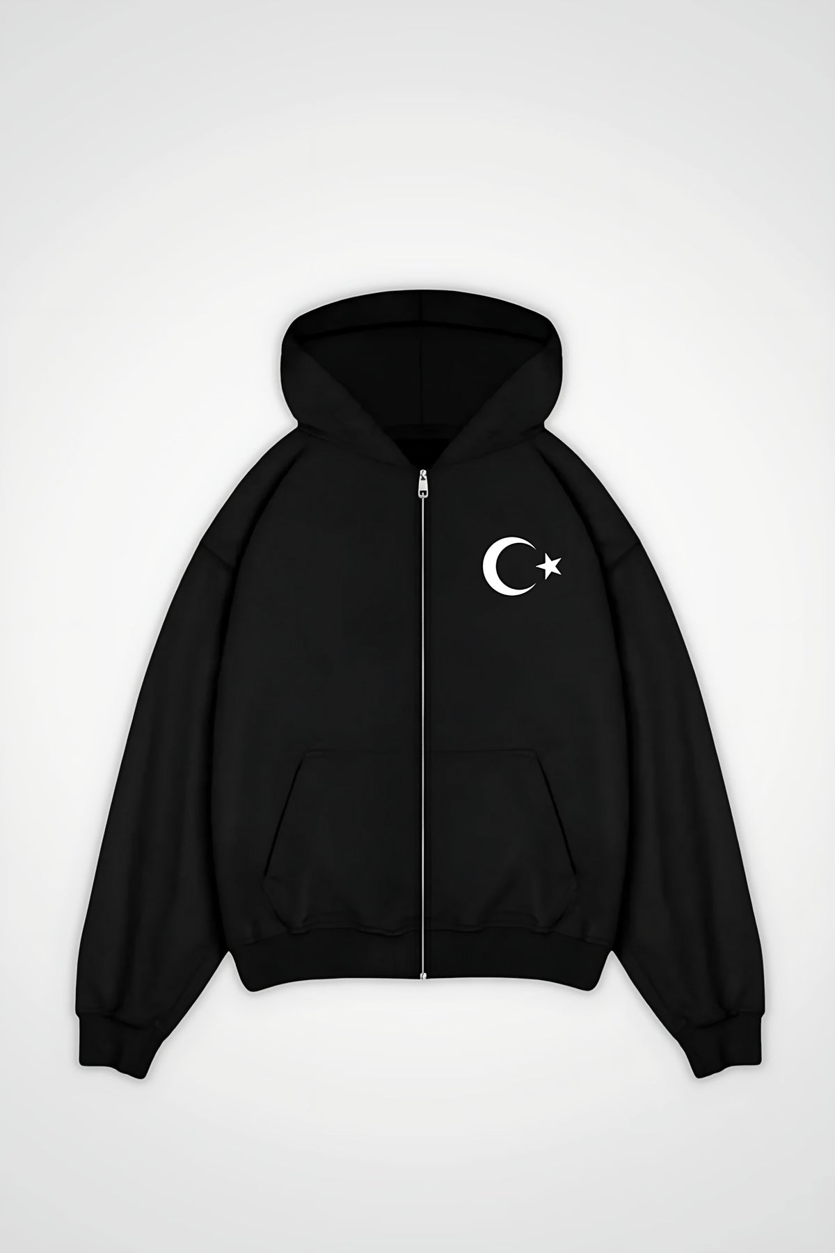 Türkiye Oversized Zipper Hoodie – Ay Yıldız in Schwarz (Black)