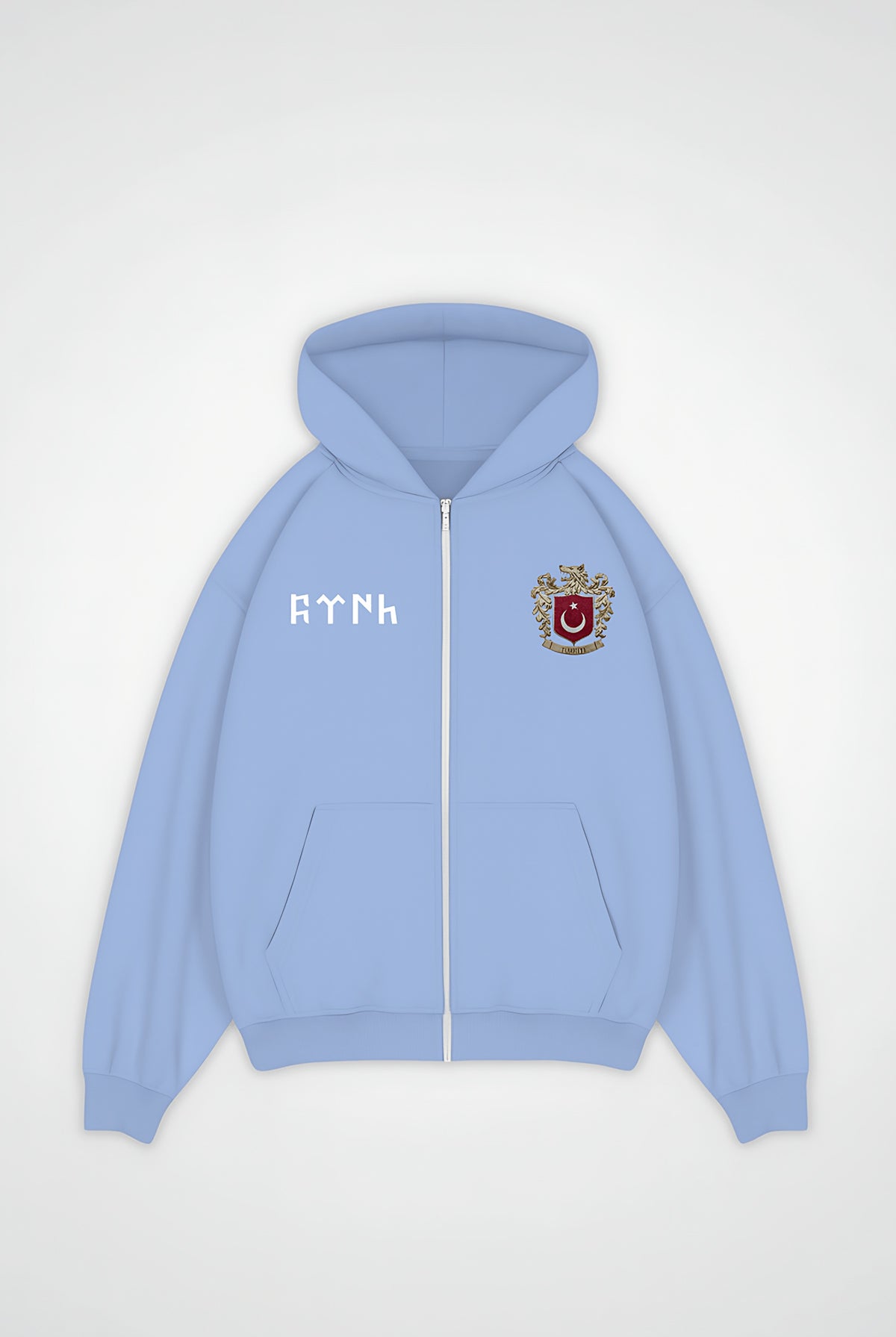 Göktürk Oversized Zipper Hoodie – Kut in Powder Blue