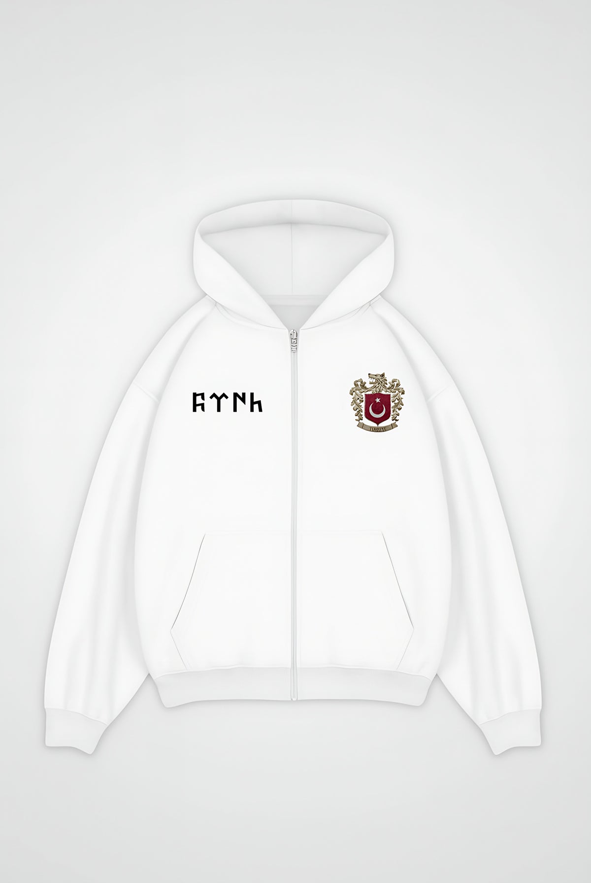 Göktürk Oversized Zipper Hoodie – Kut – White
