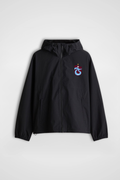 Schwarzer Trabzonspor Windbreaker mit rot-blauem TS-Monogramm – Vorderansicht