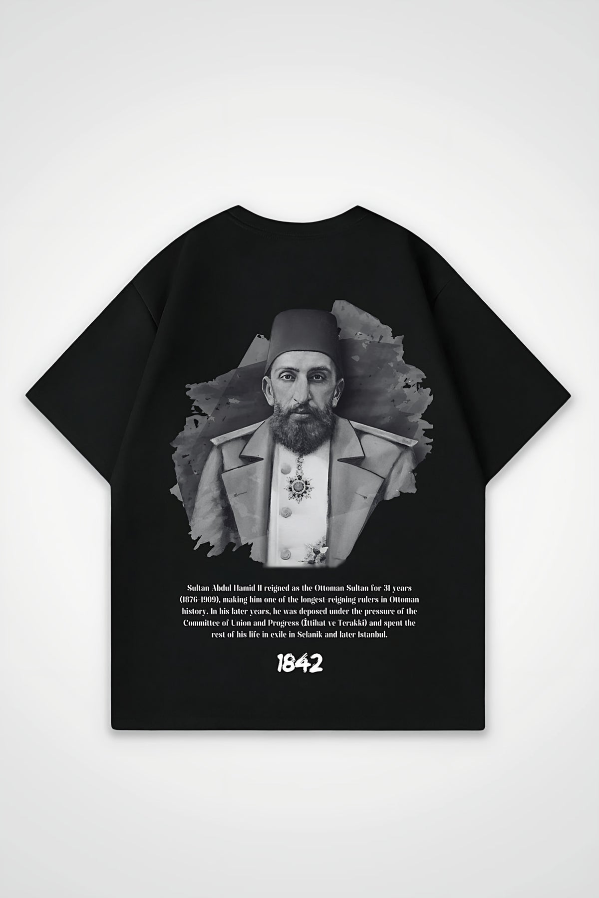 Abdülhamid Sultan Oversized T-Shirt in Schwarz (Black) – Backprint-Design