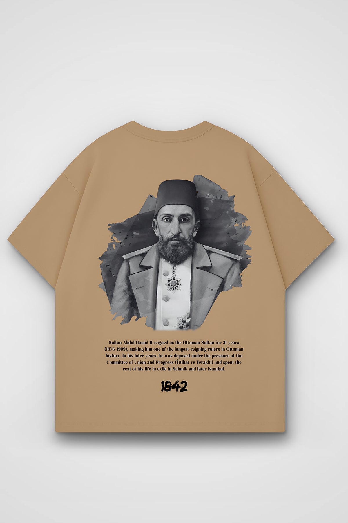 Abdülhamid Sultan Oversized T-Shirt in Amber – Backprint-Design