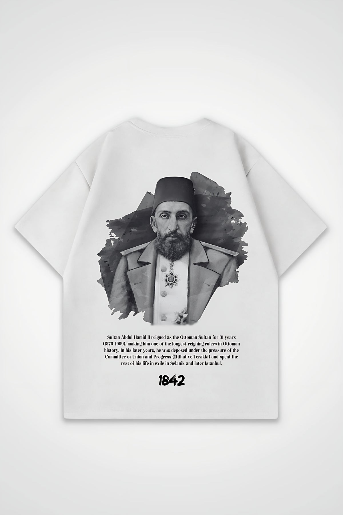 Abdülhamid Sultan Oversized T-Shirt in Weiß (White) – Backprint-Design