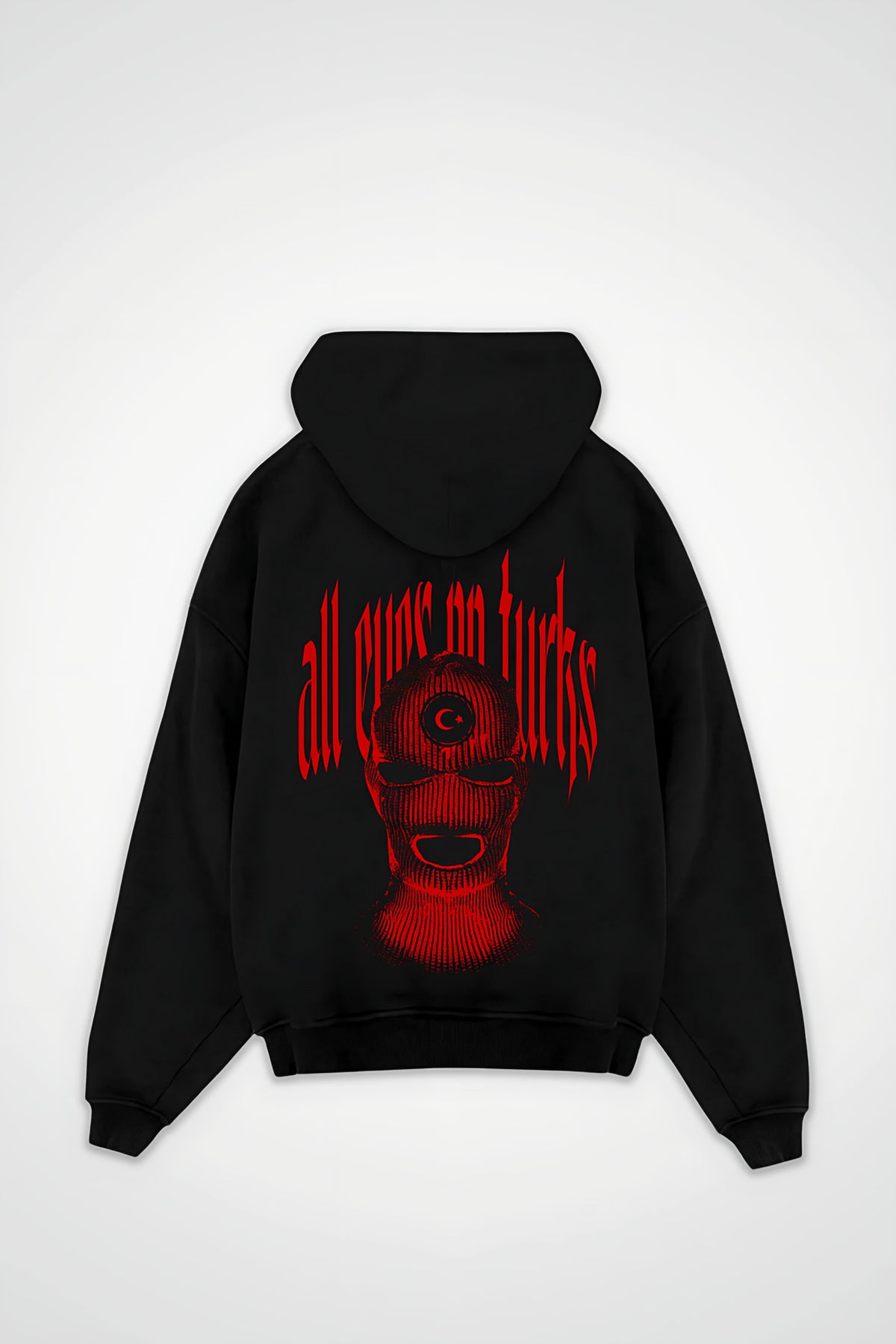 Türk Oversized Zipper Hoodie in Schwarz (Black) – Backprint-Design
