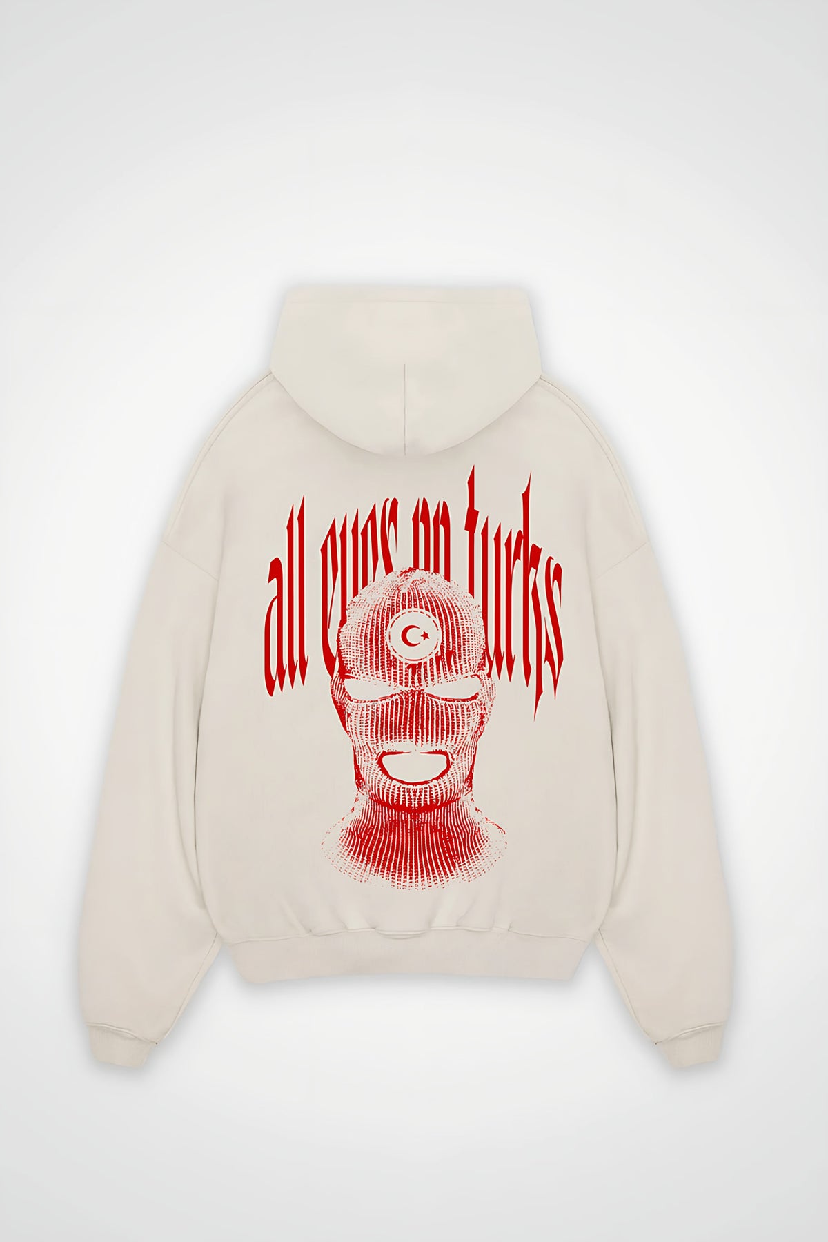 Türk Oversized Zipper Hoodie in White Sand – Backprint-Design