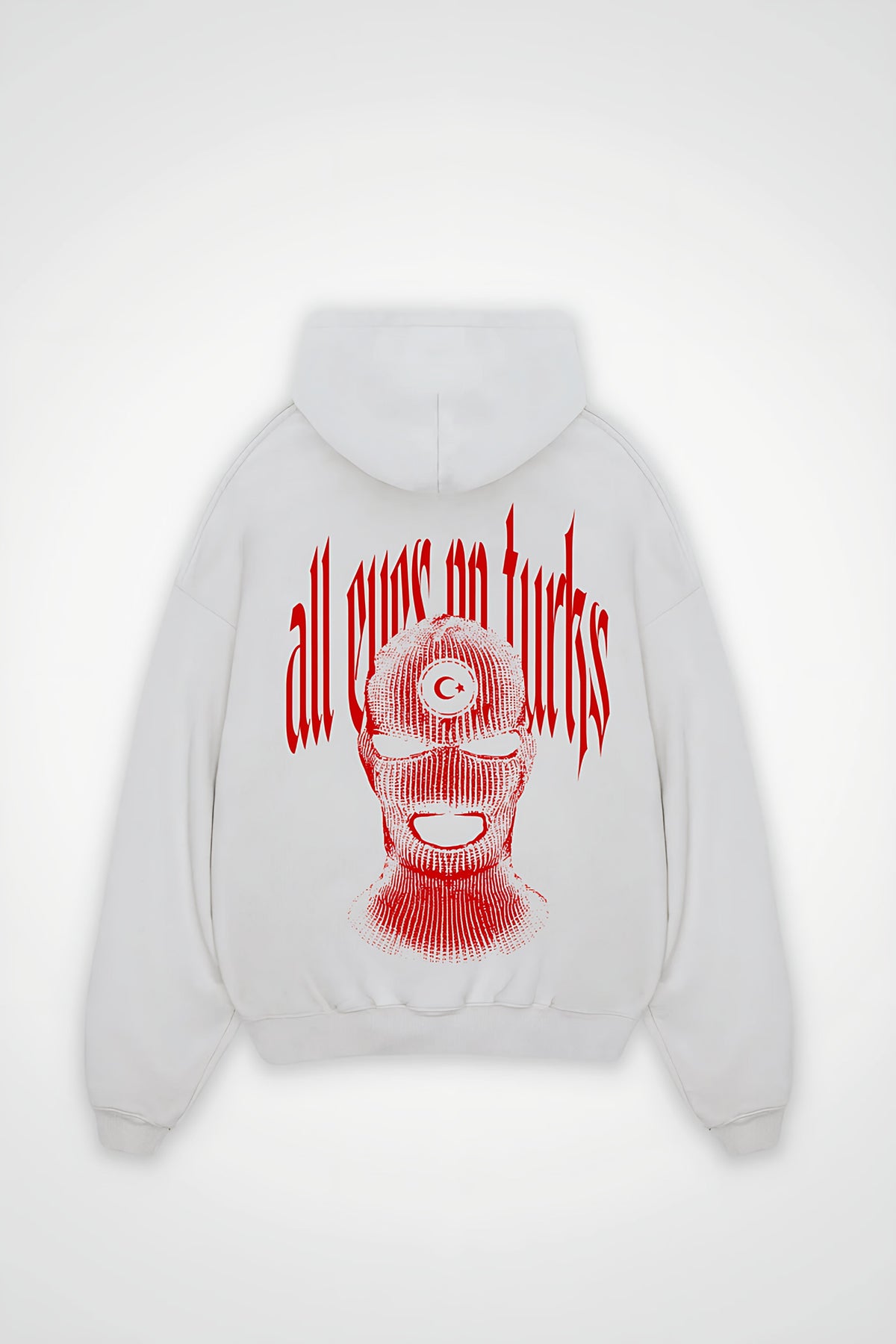 Türk Oversized Zipper Hoodie in Weiß (White) – Backprint-Design