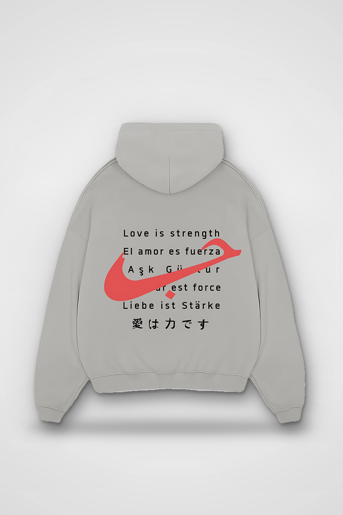 Ask Oversized Hoodie in Light Asphalt – Backprint-Design