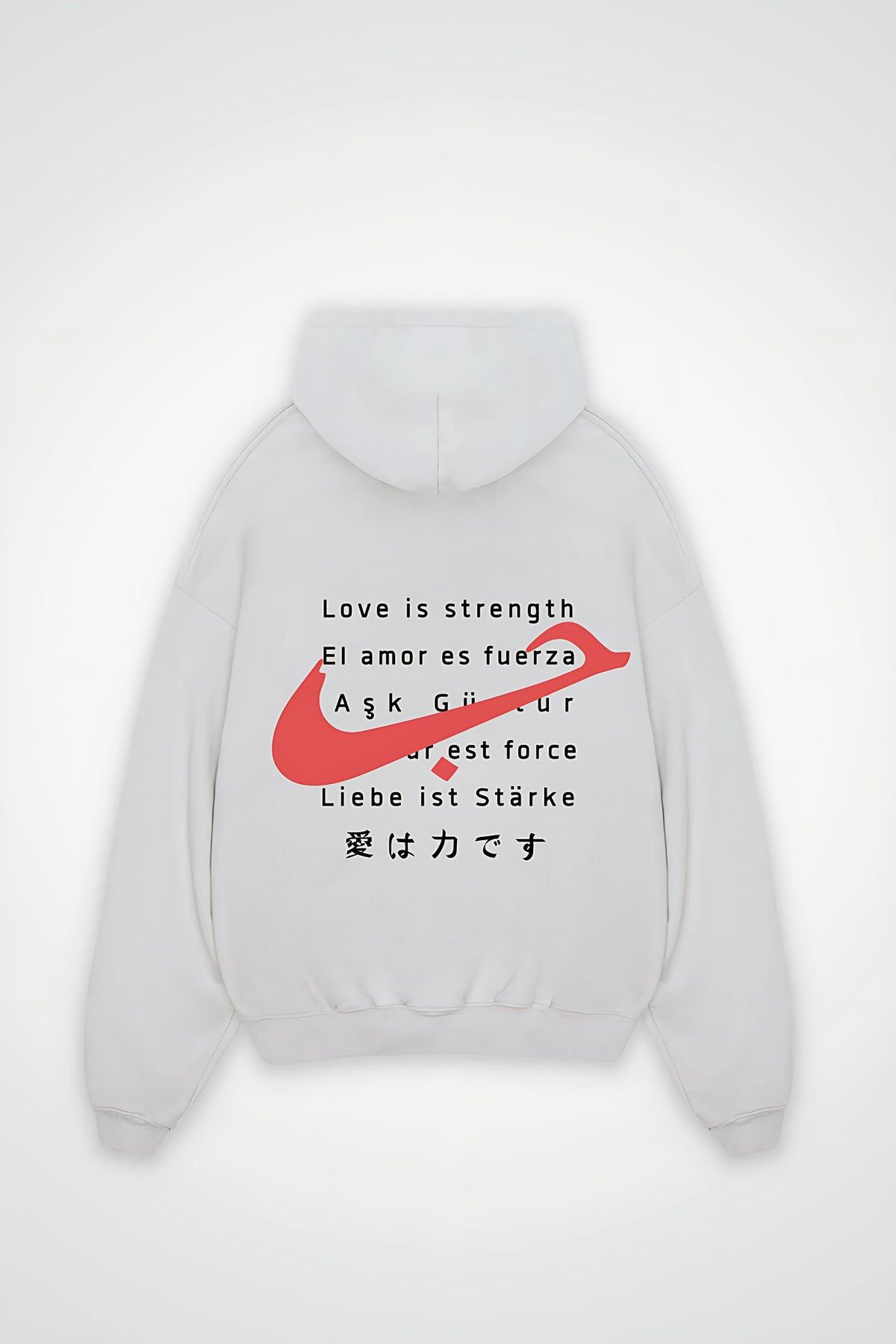 Ask Oversized Hoodie in Weiß (White) – Backprint-Design