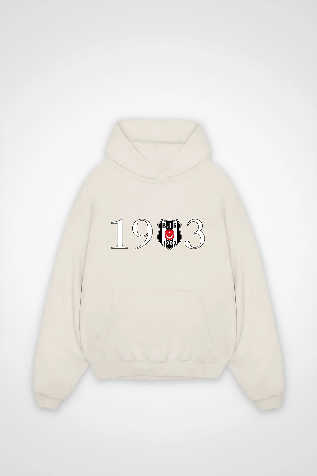 Beşiktaş Oversized Hoodie – Siyah Beyaz in White Sand
