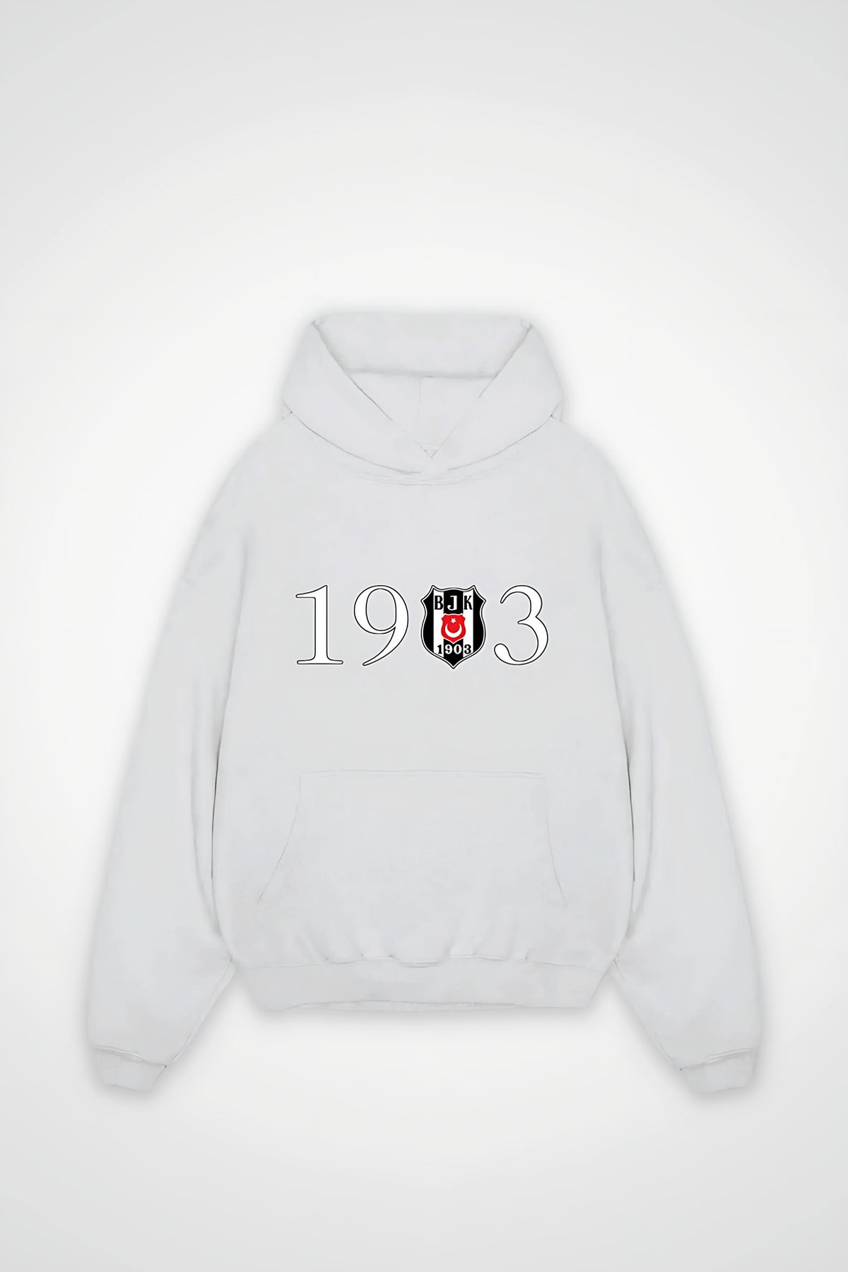 Beşiktaş Oversized Hoodie – Siyah Beyaz in Weiß (White)