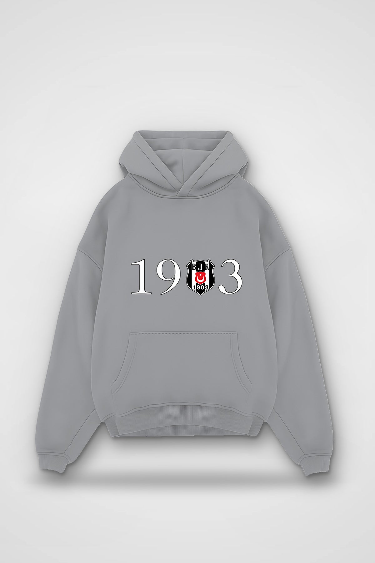 Beşiktaş Oversized Hoodie – Siyah Beyaz in Light Asphalt