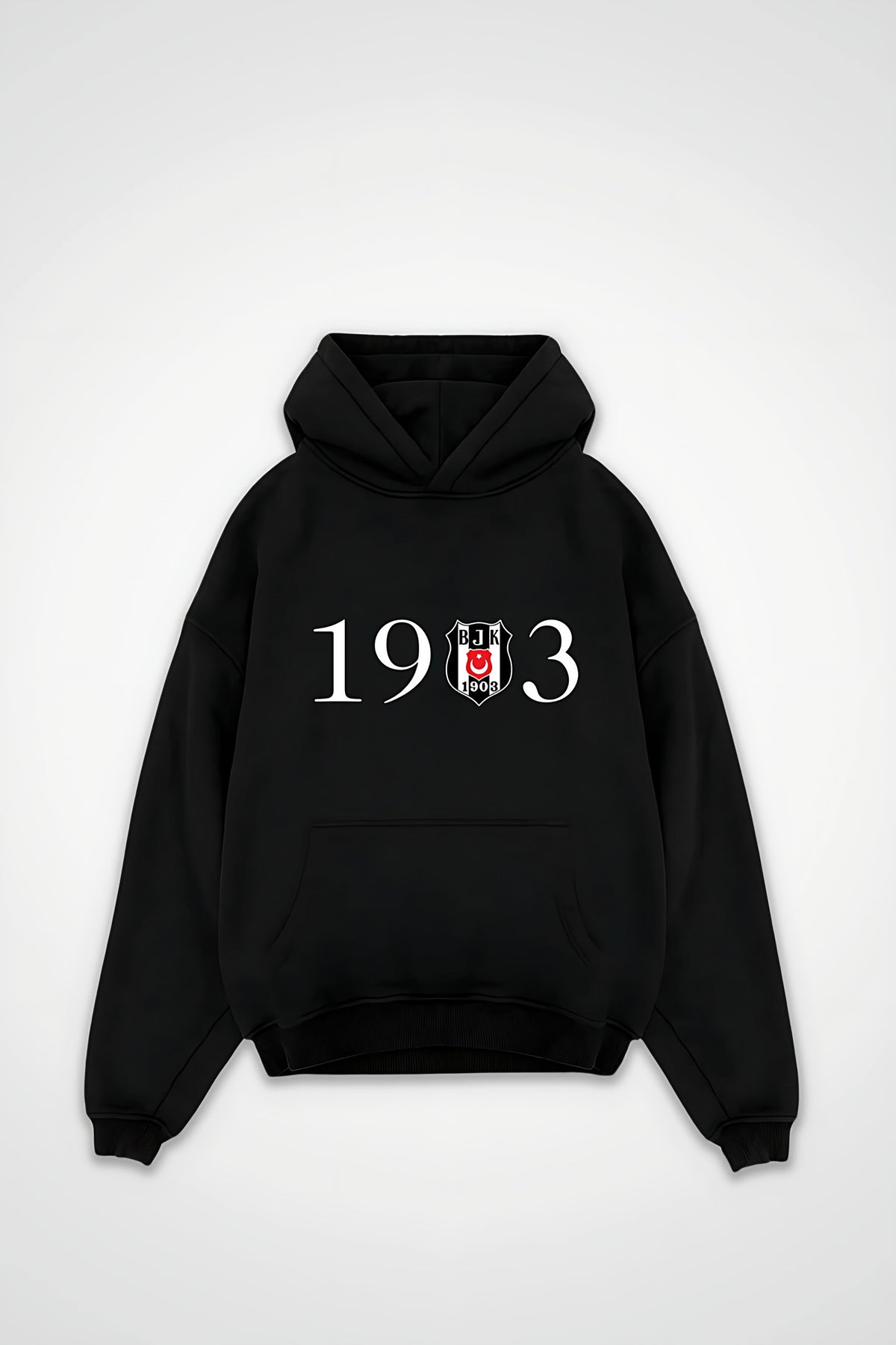 Beşiktaş Oversized Hoodie – Siyah Beyaz in Schwarz (Black)