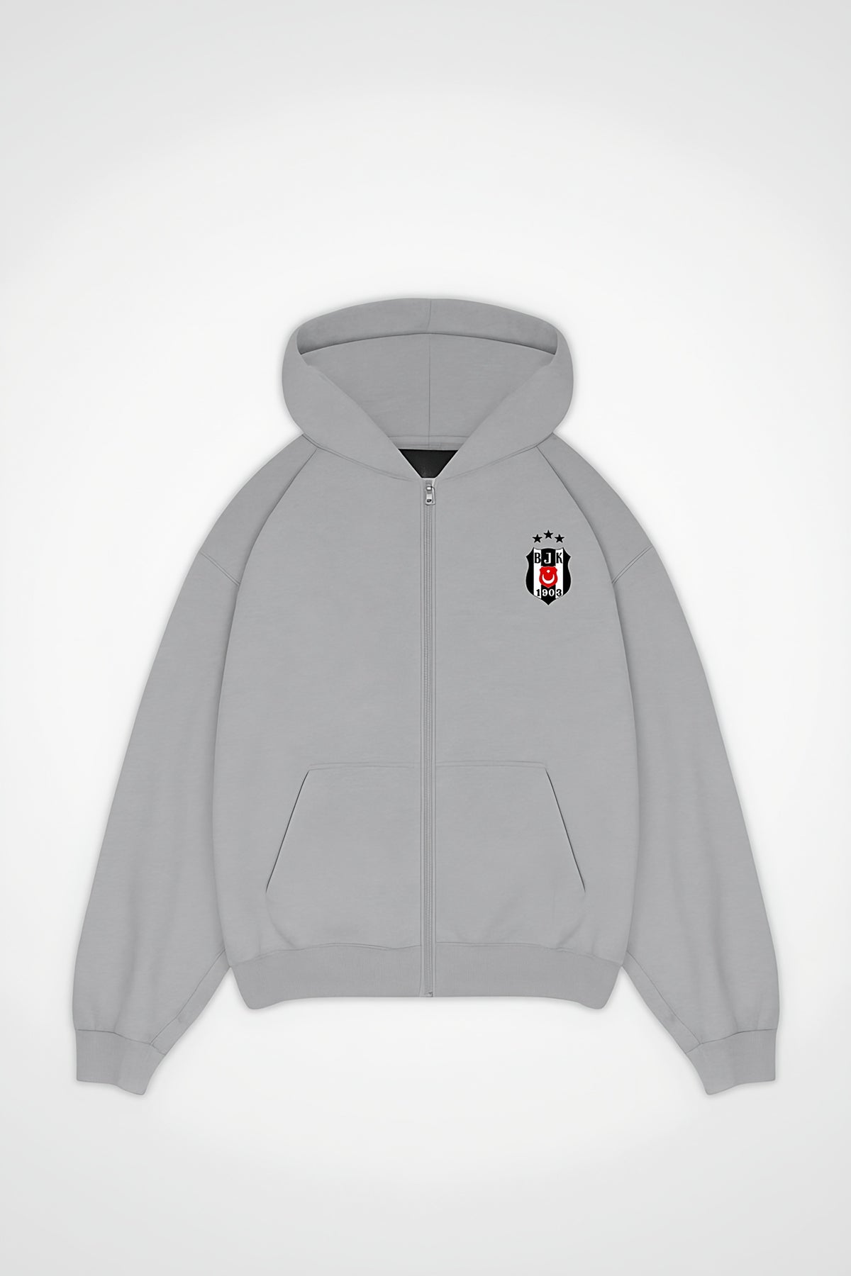 Beşiktaş Oversized Zipper Hoodie in Light Asphalt