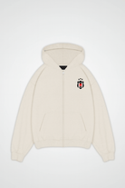 Beşiktaş Oversized Zipper Hoodie – White Sand / L