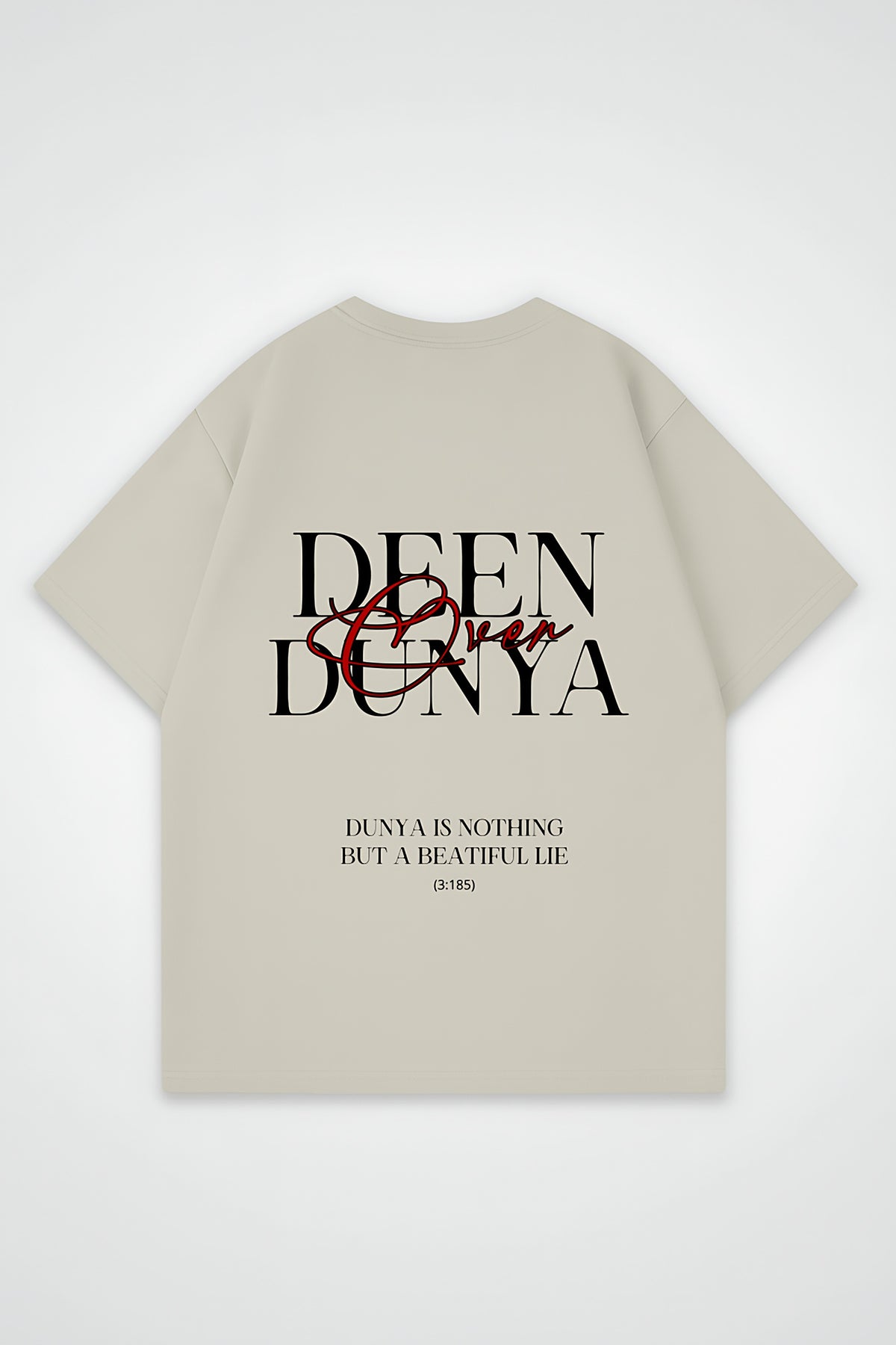 Deen Oversized T-Shirt – Sabr in Grau (Grey) – Backprint-Design