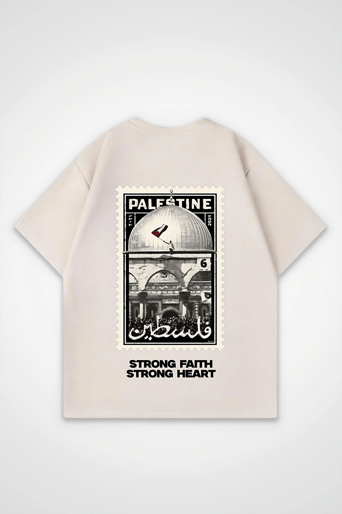 Palestine Faith Oversized T-Shirt in Sand – Backprint-Design
