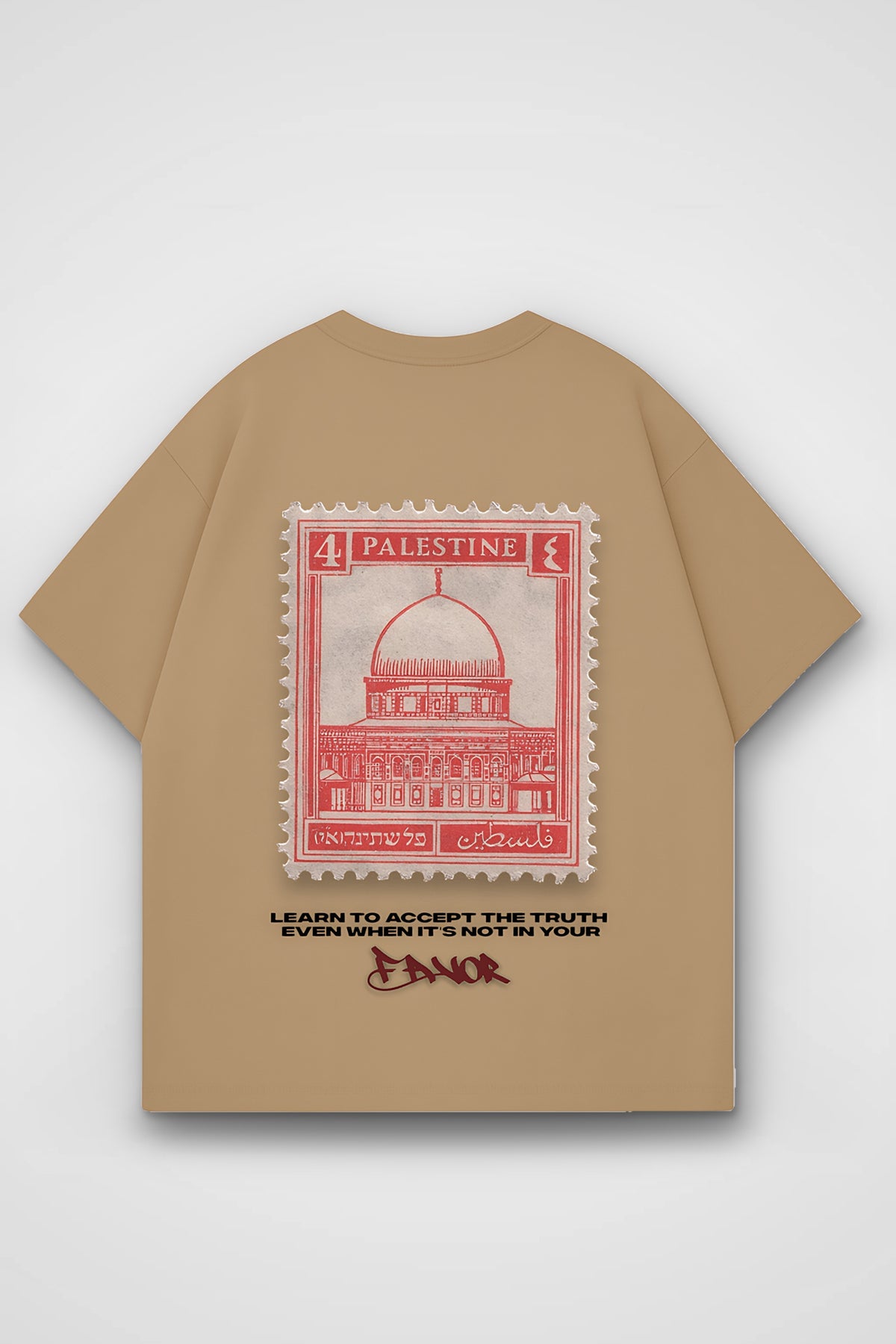 Palestine Favor Oversized T-Shirt in Amber – Backprint-Design
