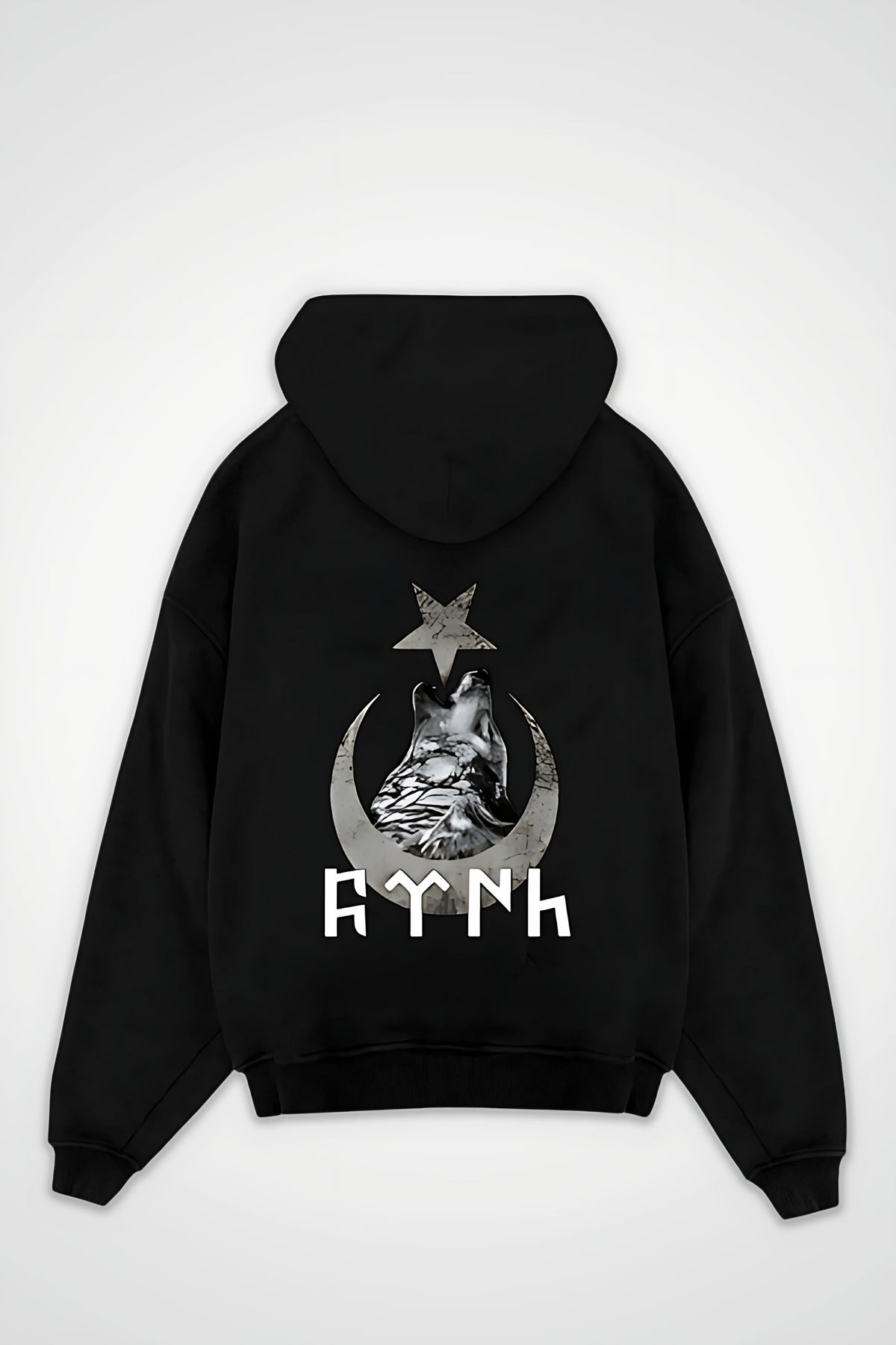 Göktürk Oversized Hoodie – Kut in Schwarz (Black) – Backprint-Design