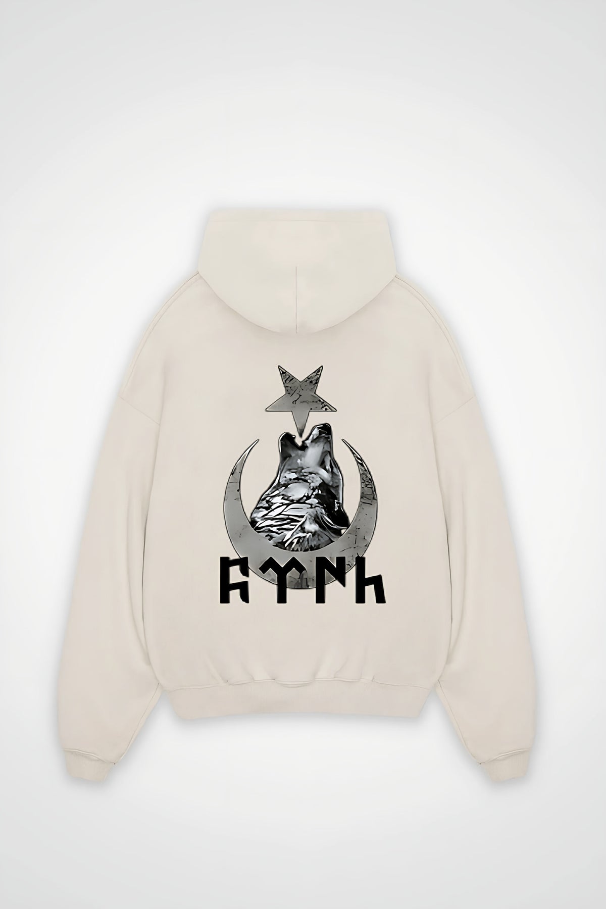 Göktürk Oversized Hoodie – Kut in White Sand – Backprint-Design