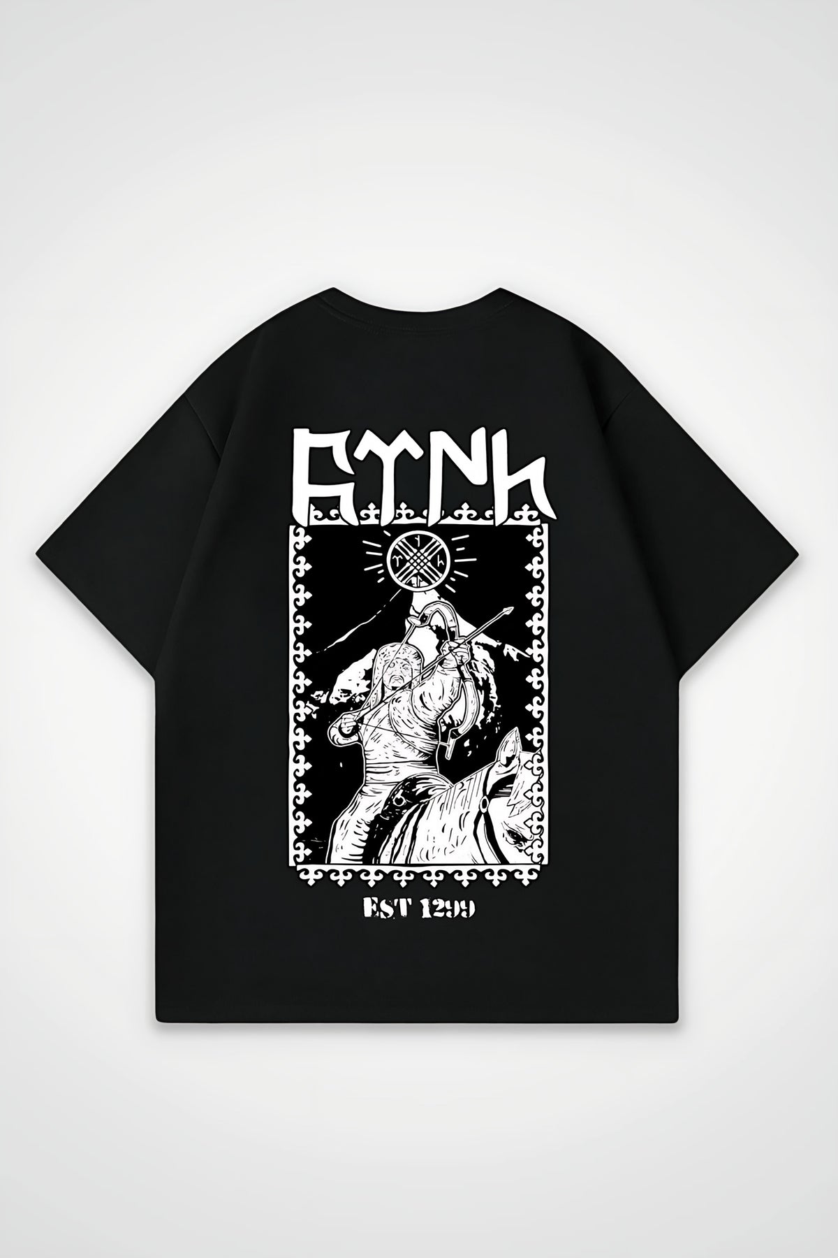 Göktürk Oversized T-Shirt – Bengü in Schwarz (Black) – Backprint-Design