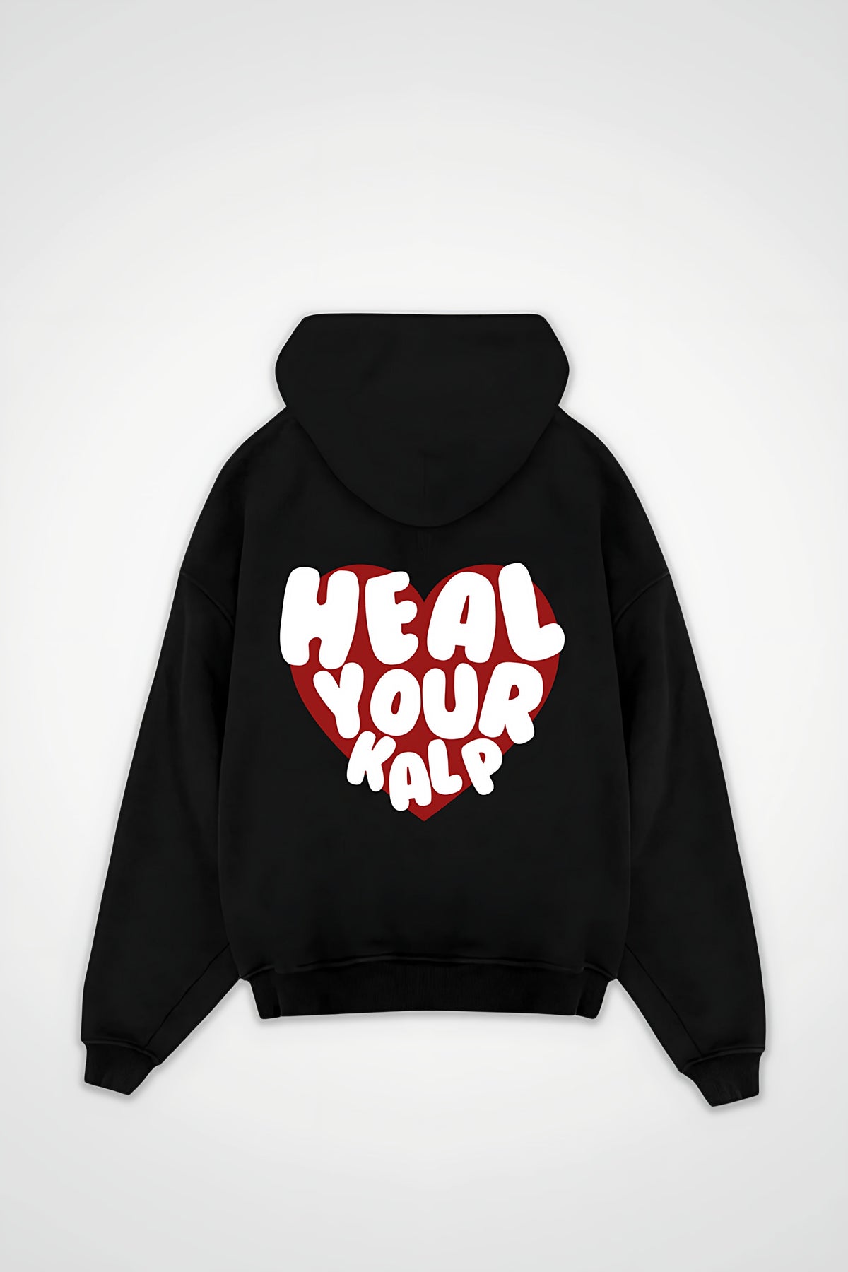 Kalp Oversized Zipper Hoodie – Sevgi in Schwarz (Black) – Backprint-Design