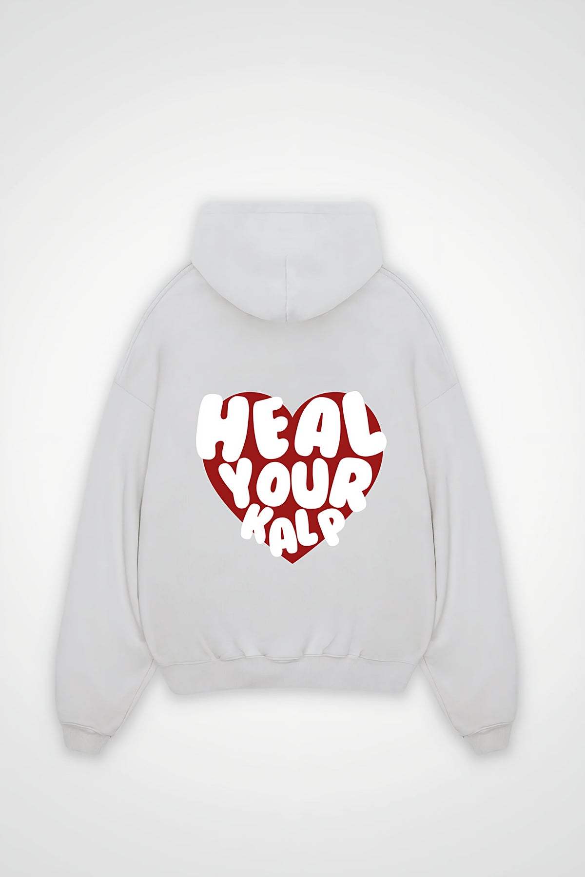 Kalp Oversized Zipper Hoodie – Sevgi in Weiß (White)