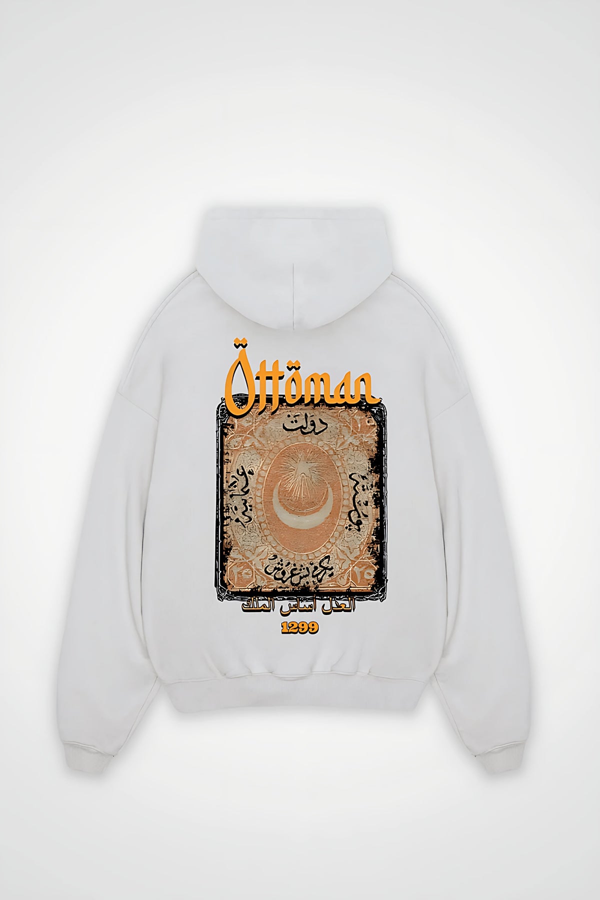 Ottoman Oversized Zipper Hoodie in Weiß (White) – Backprint-Design