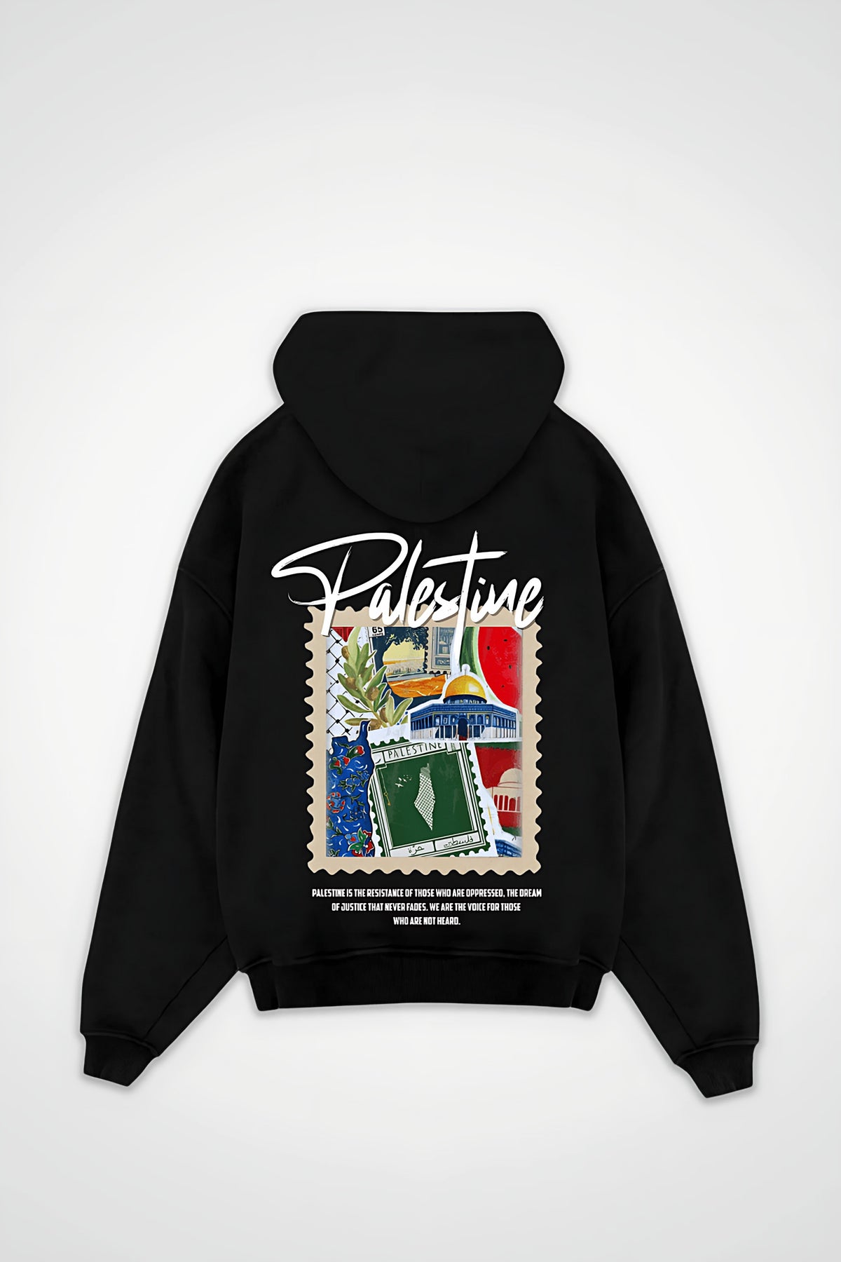 Palestine Oversized Hoodie – Birlik in Schwarz (Black) – Backprint-Design