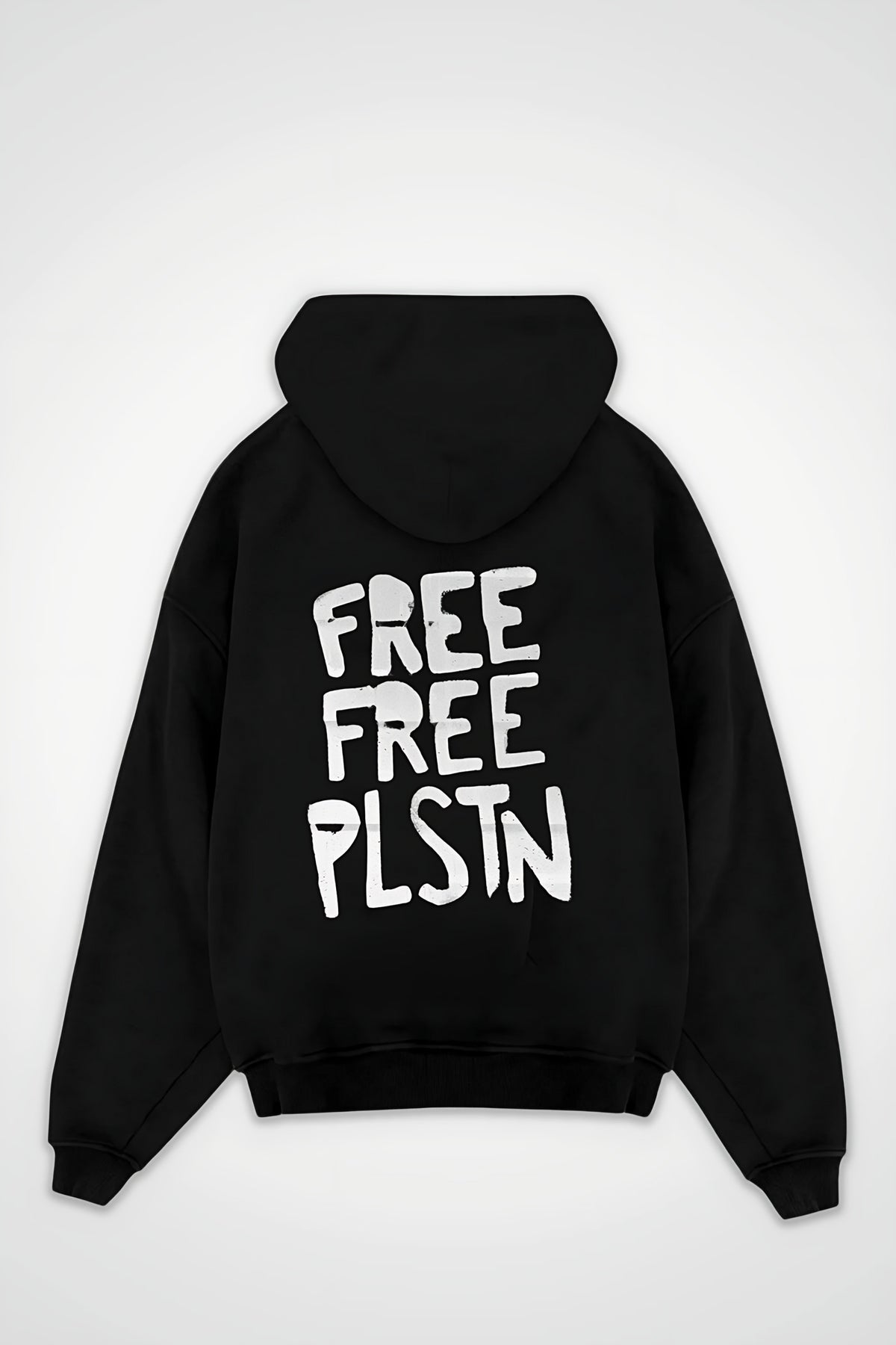 Palestine Oversized Hoodie – Zeytin in Schwarz (Black) – Backprint-Design
