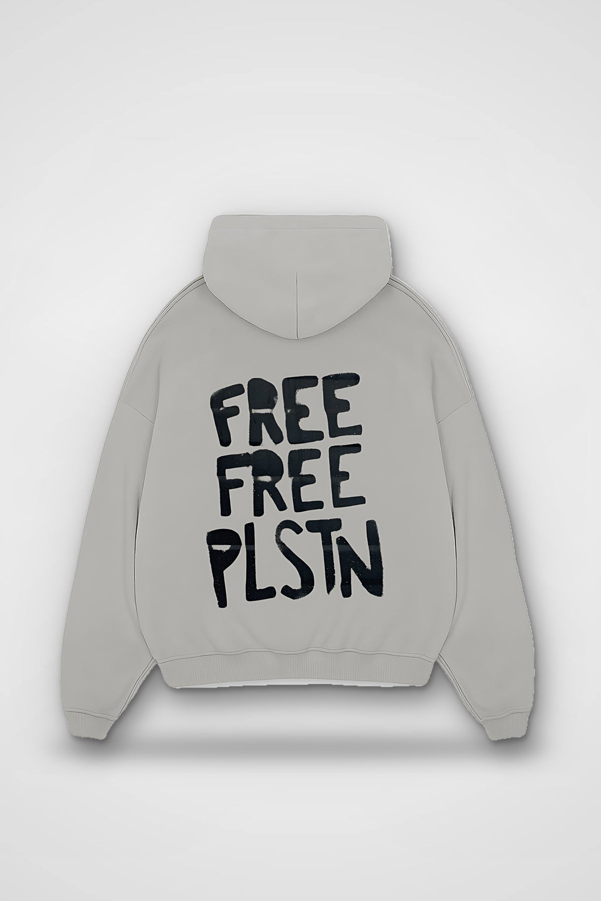Palestine Oversized Hoodie – Zeytin in Light Asphalt – Backprint-Design