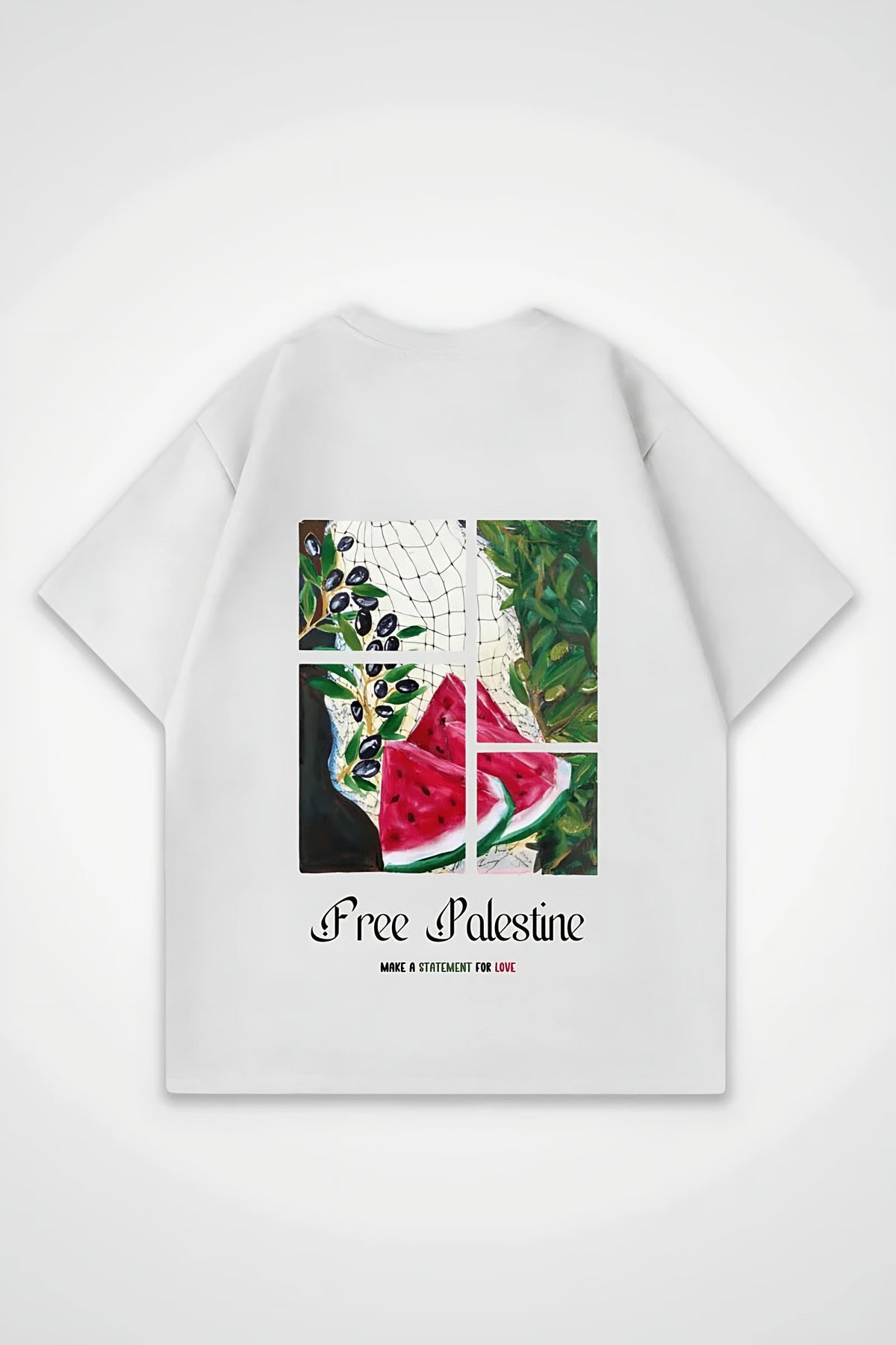 Palestine Oversized T-Shirt in Weiß (White) – Backprint-Design
