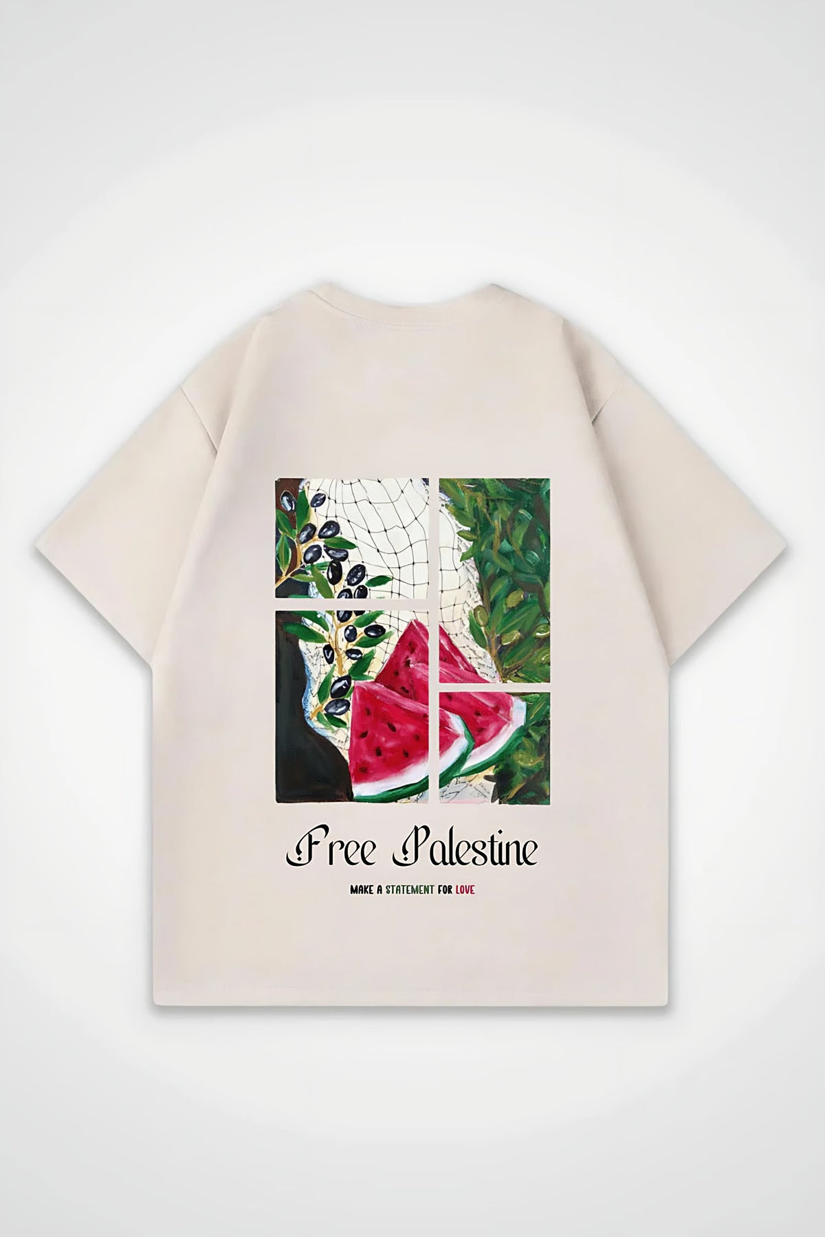 Palestine Oversized T-Shirt in Sand – Backprint-Design