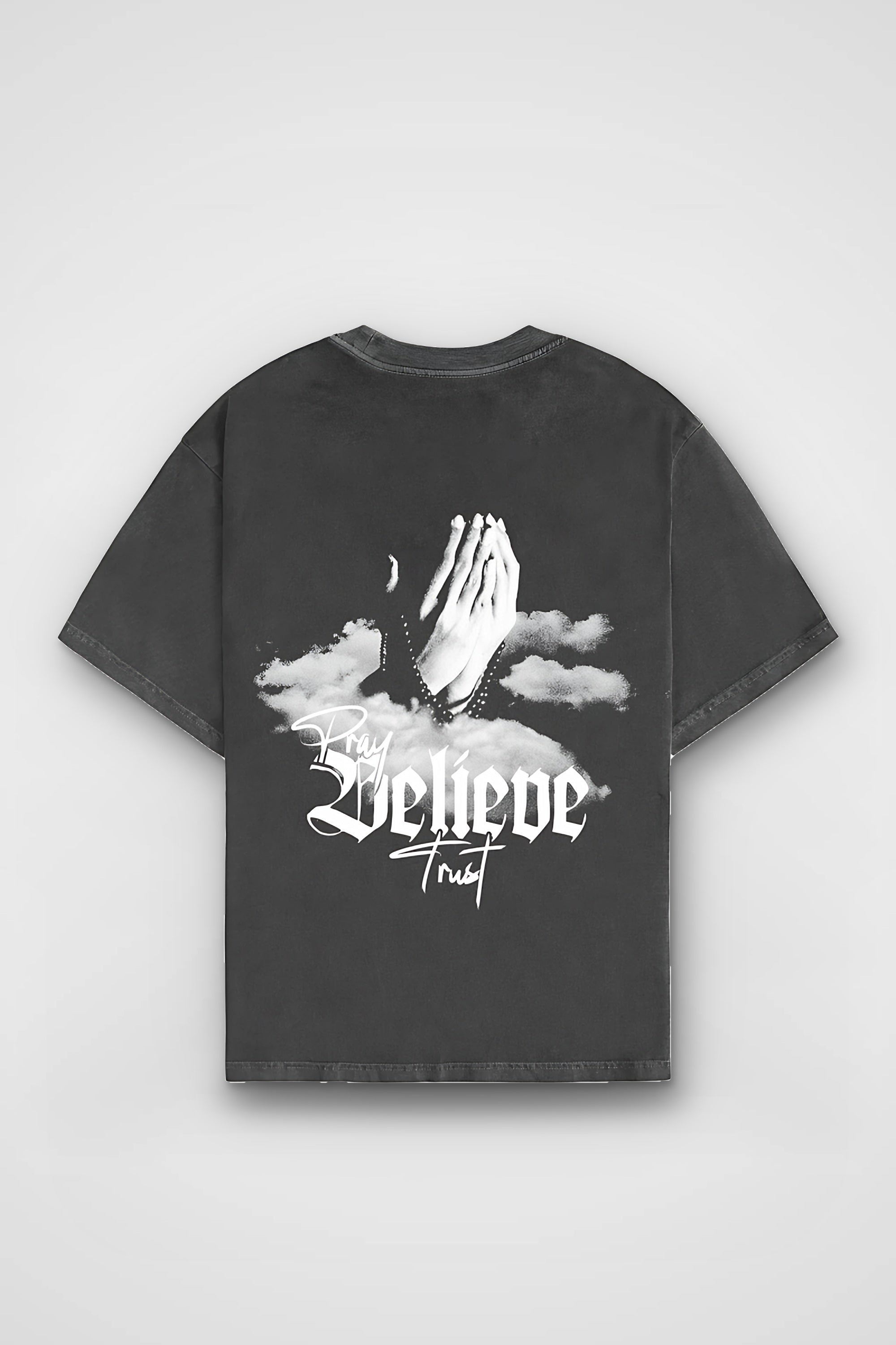 Believe Washed T-Shirt in Washed Black – Produktbild Rückenprint