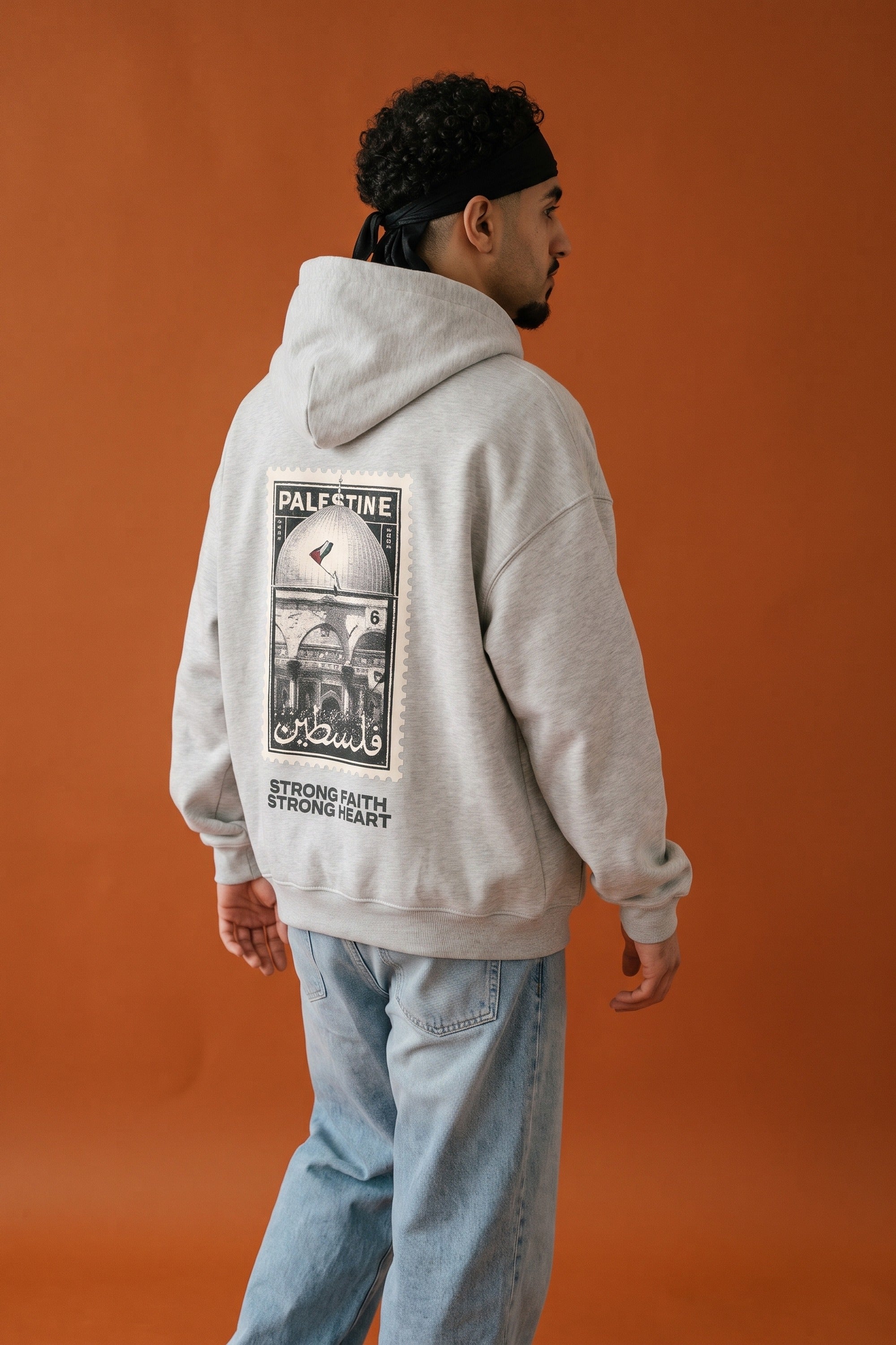 REALSTIL Palestine Oversized Zipper Hoodie Light Asphalt – Model Herren