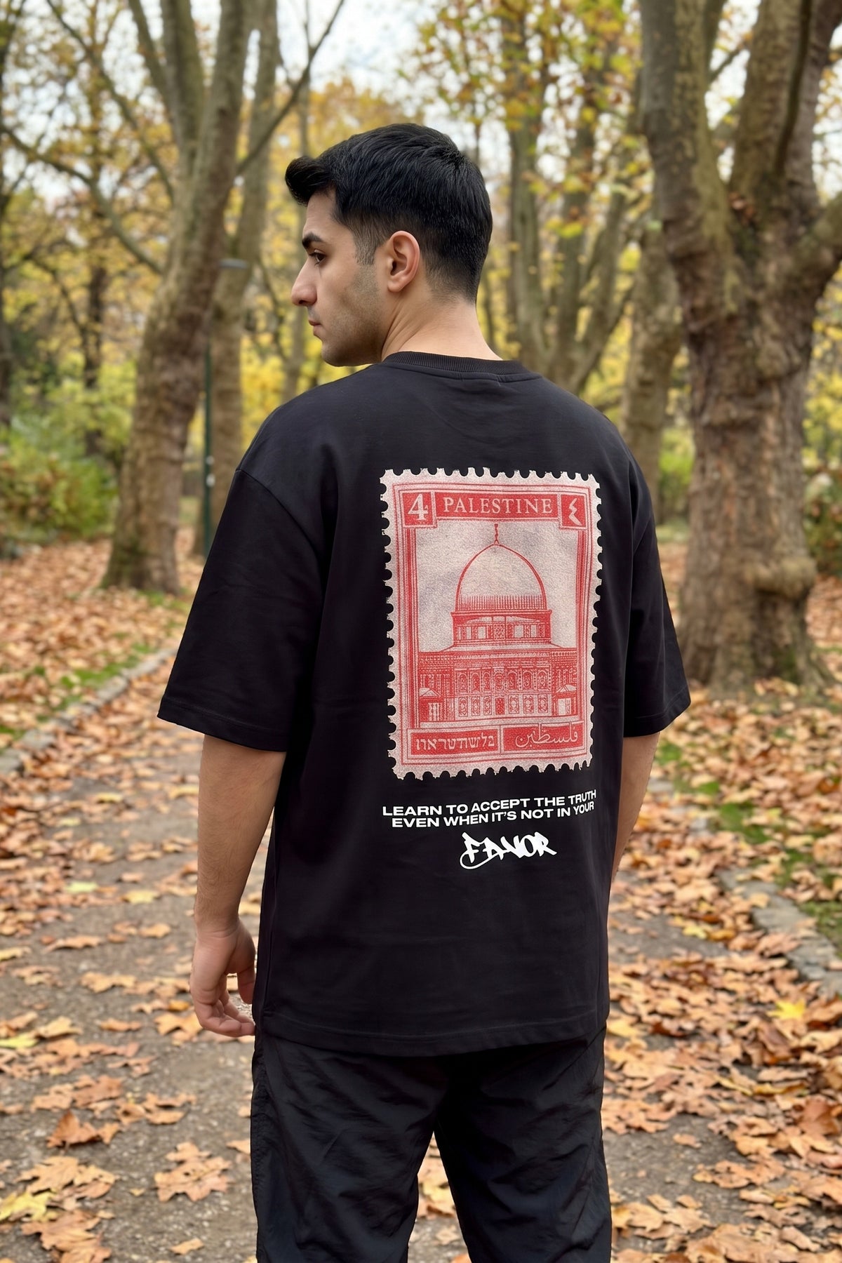 REALSTIL Palestine Oversized T-Shirt Black – Model Herren