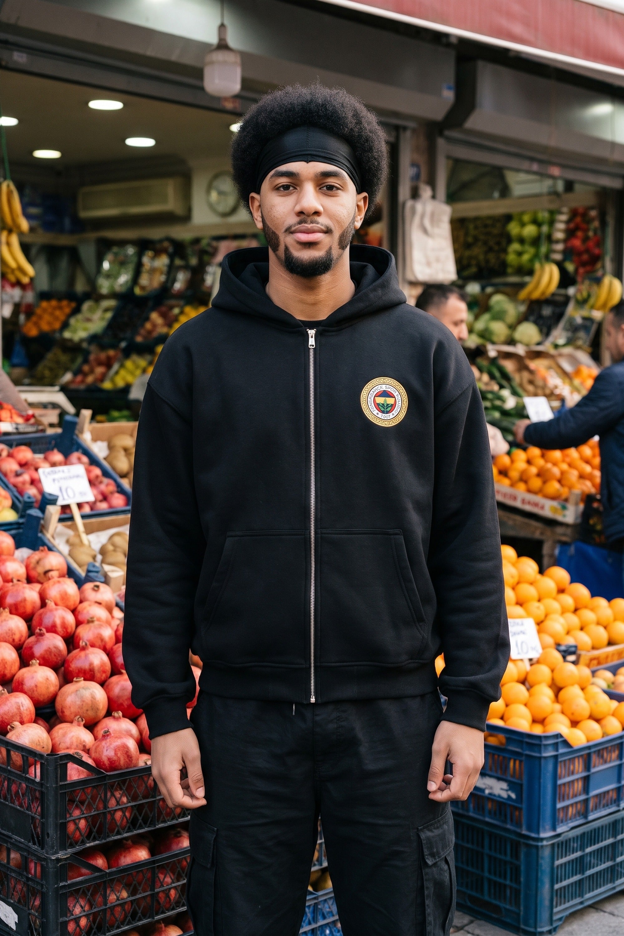 REALSTIL Fenerbahçe Oversized Zipper Hoodie Black – Model Herren