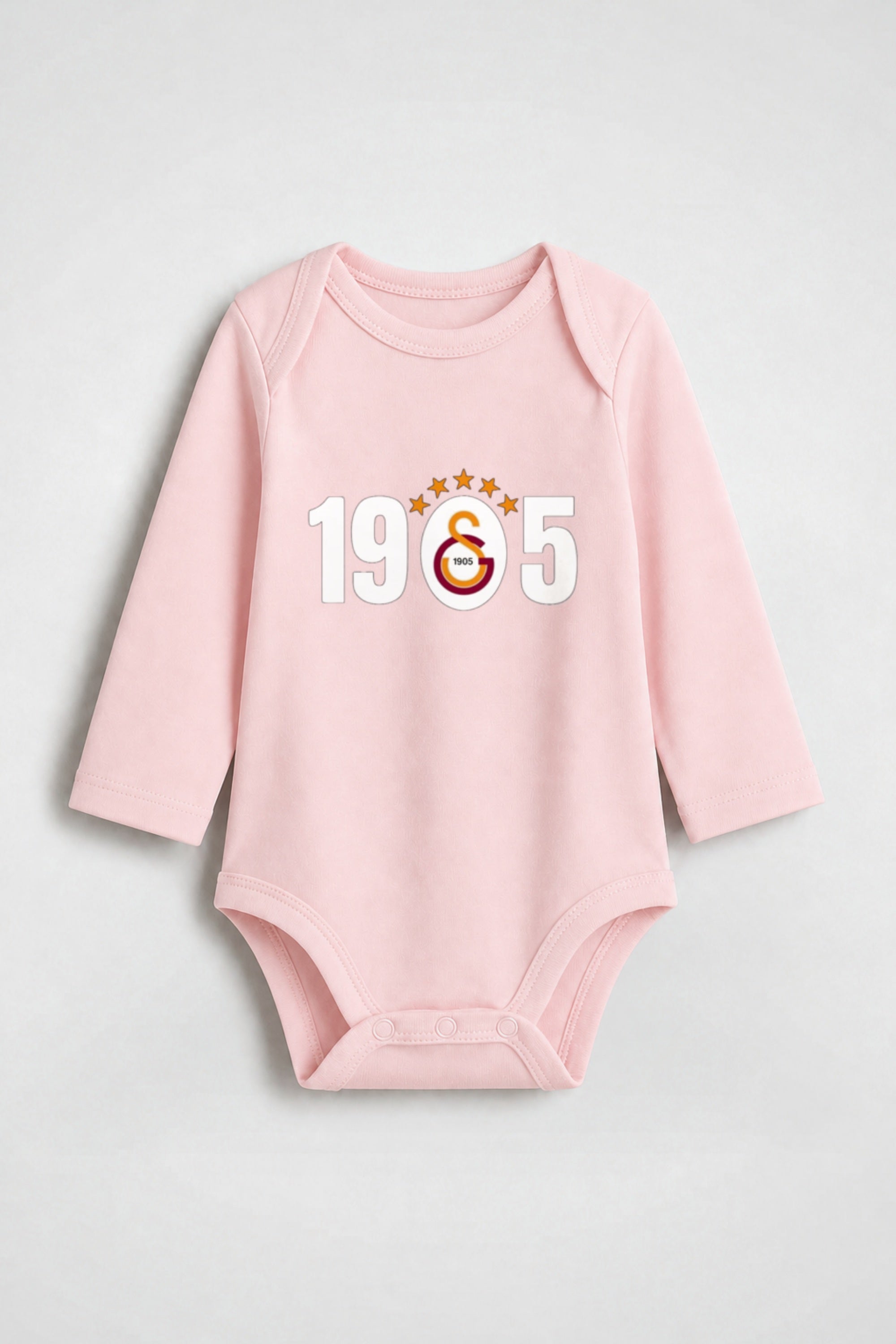 Galatasaray Bio-Babybody Langarm – Sarı Kırmızı in Powder Pink