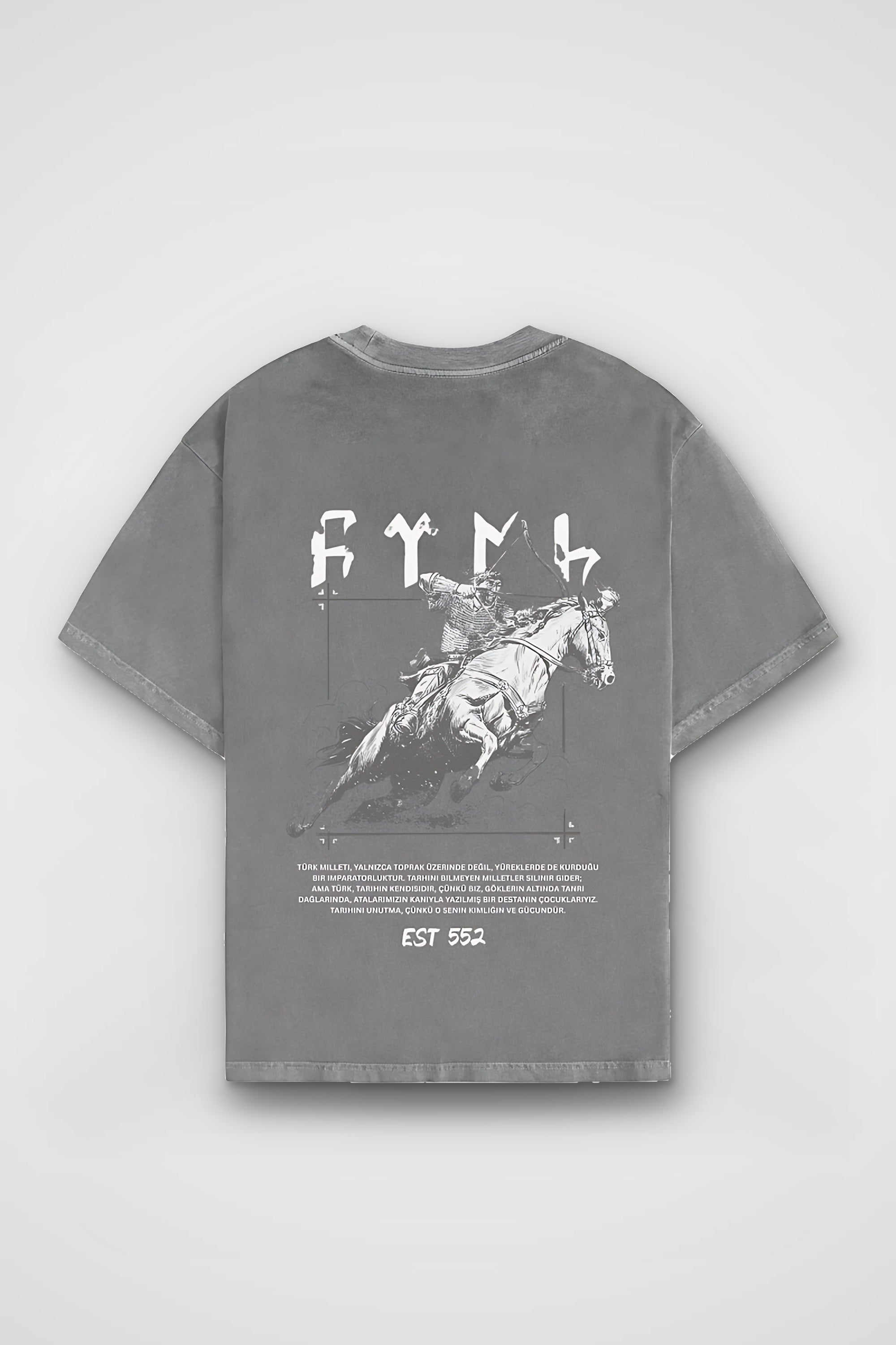 Göktürk Töre Washed T-Shirt in Washed Grey – Produktbild Rückenprint