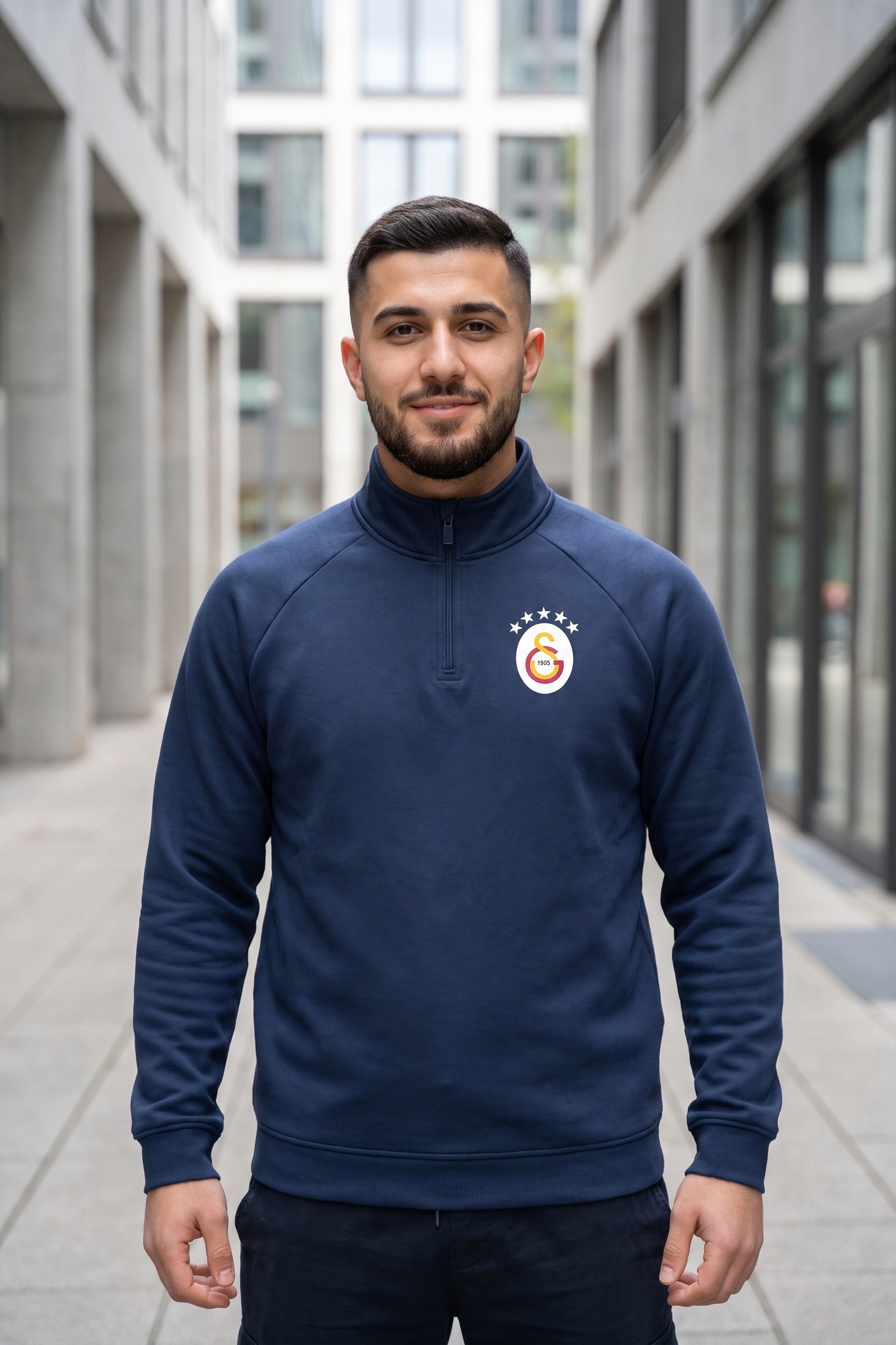 Galatasaray Zip Longsleeve in Navy Blue – Model-Foto Herren
