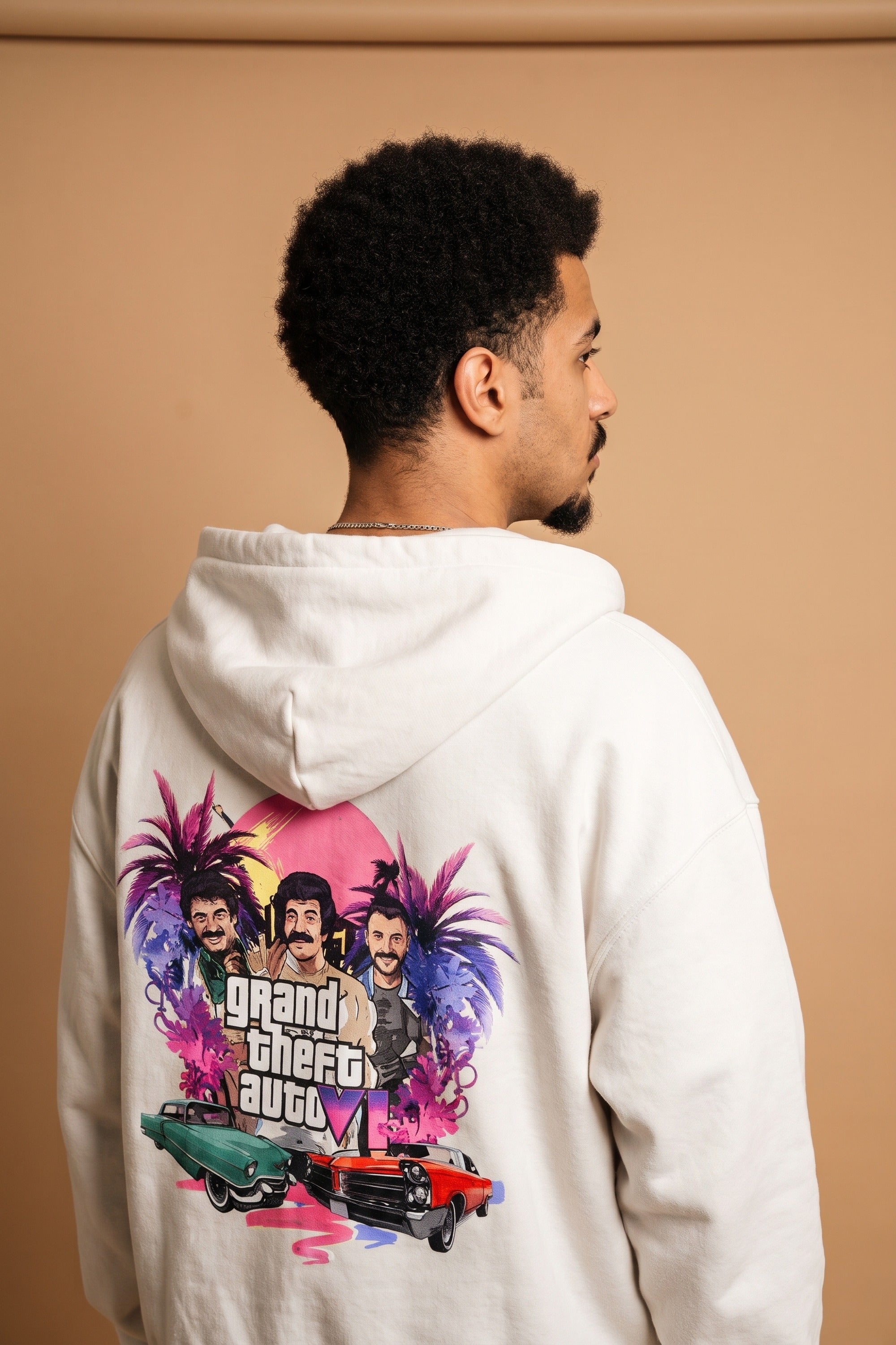 REALSTIL GTA IV Oversized Zipper Hoodie White – Model Herren